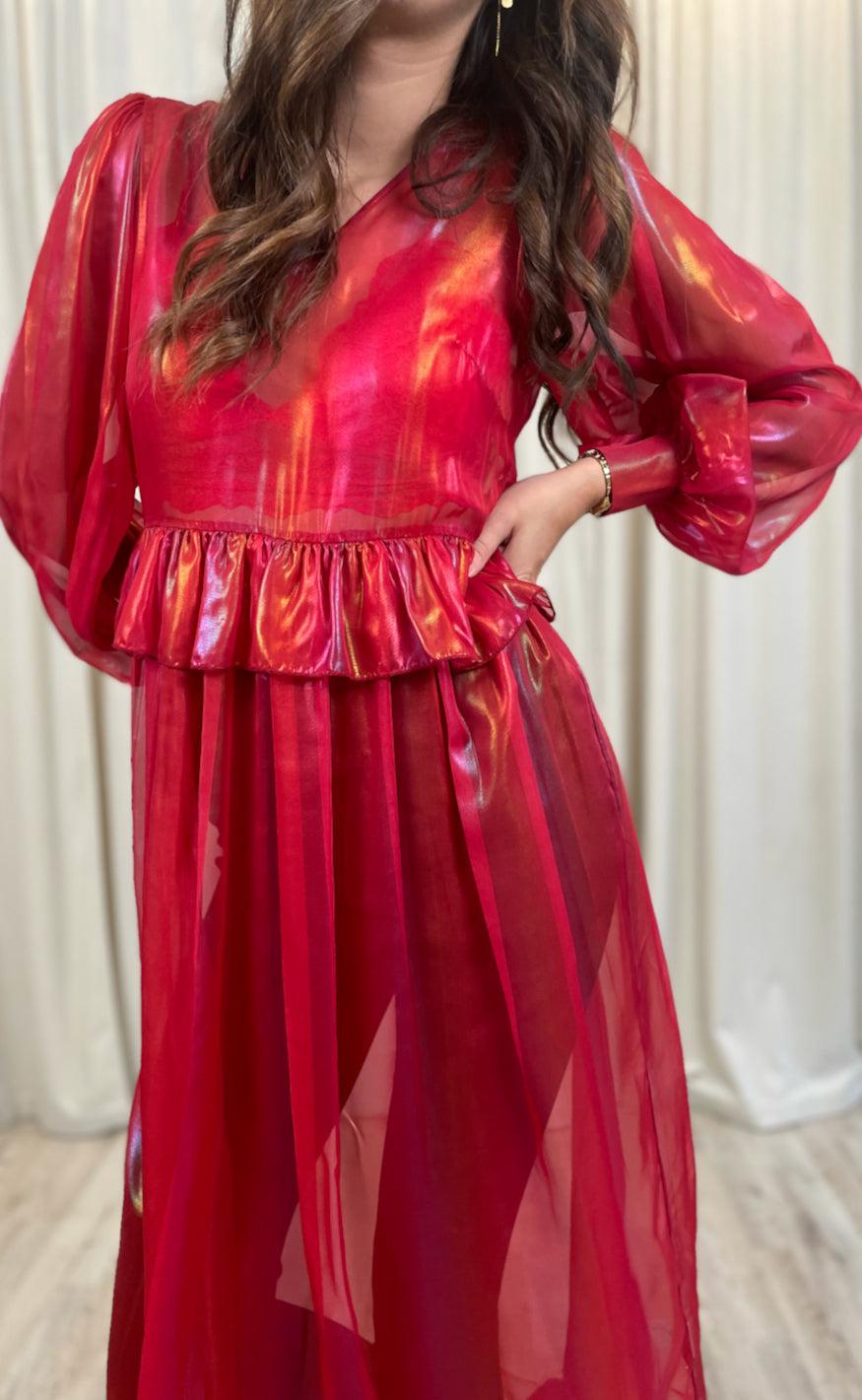 Hunkøn Kjole - Pearl Sheer - Red