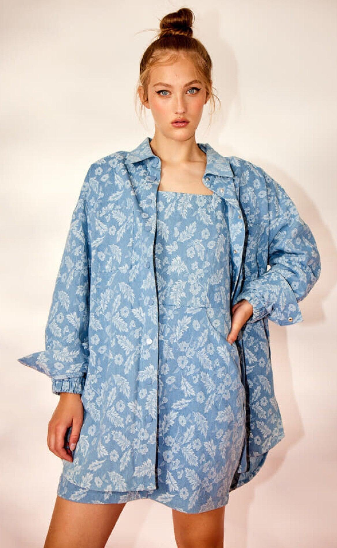 Hunkøn Skjorte - Jolene - Denim Flower