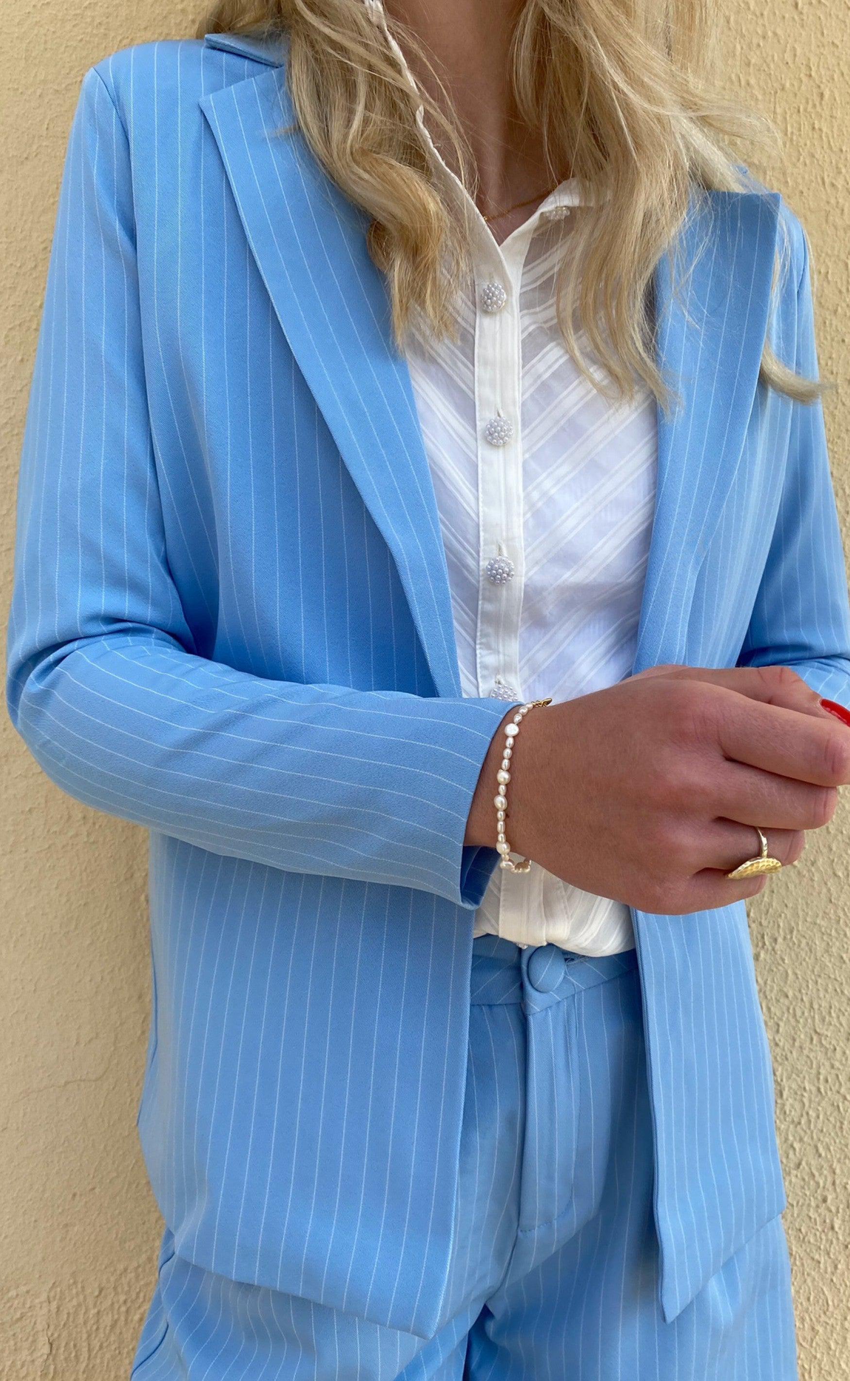 INA Copenhagen Blazer - Mai - Blue Pinstripe
