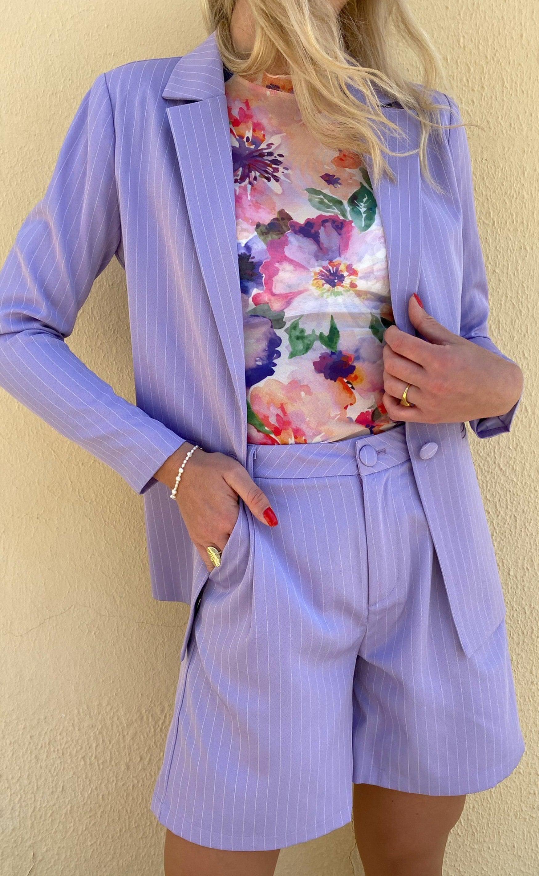 INA Copenhagen Blazer - Mai - Purple Pinstripe