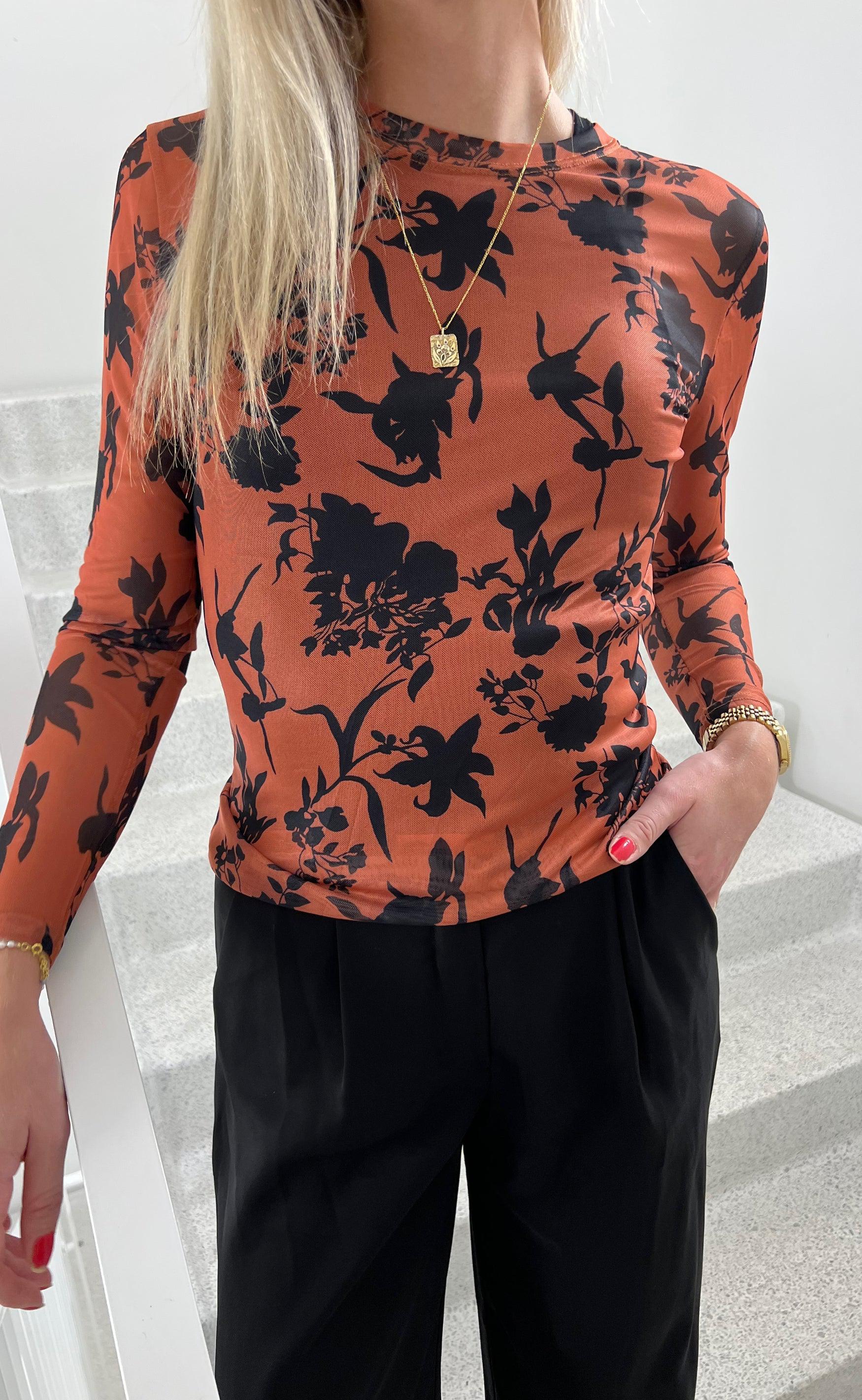 INA Copenhagen Bluse - Claura - Brown Leaf