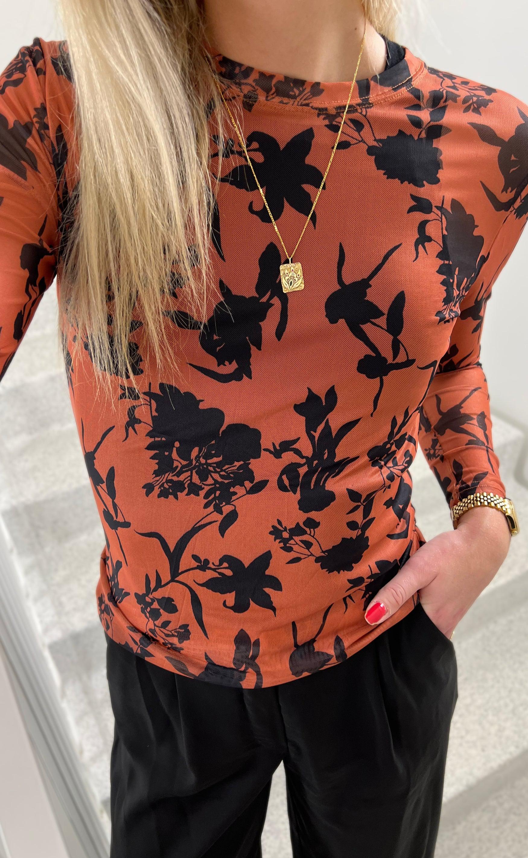 INA Copenhagen Bluse - Claura - Brown Leaf