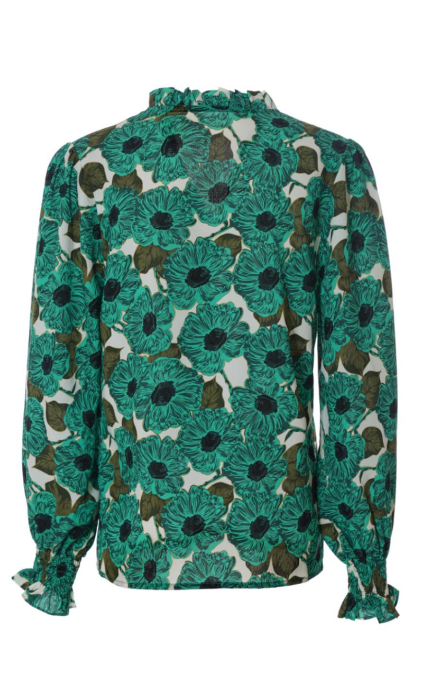 INA Copenhagen Bluse - Mali - Green Flower
