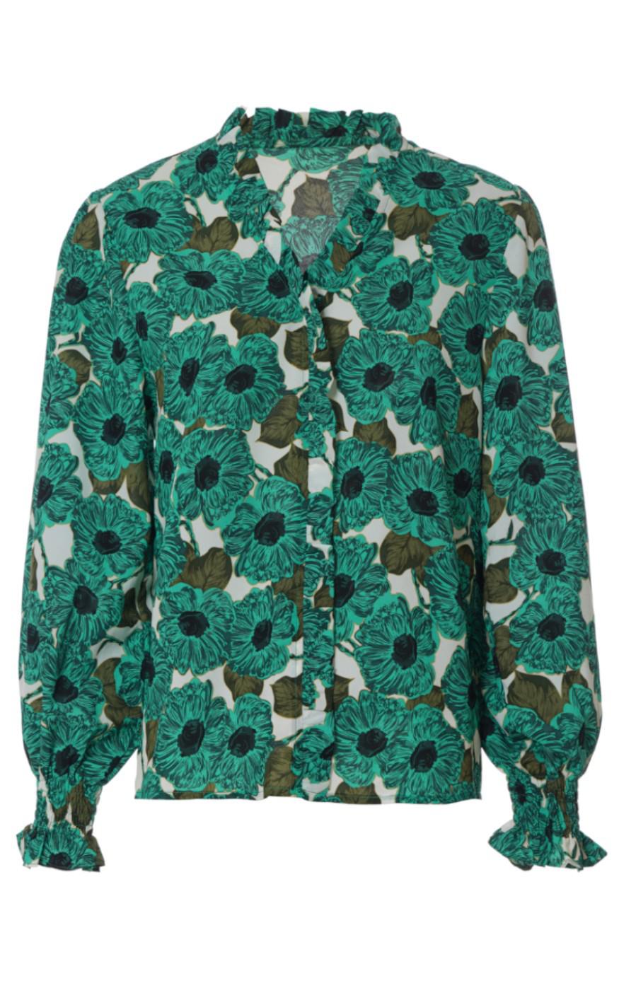 INA Copenhagen Bluse - Mali - Green Flower