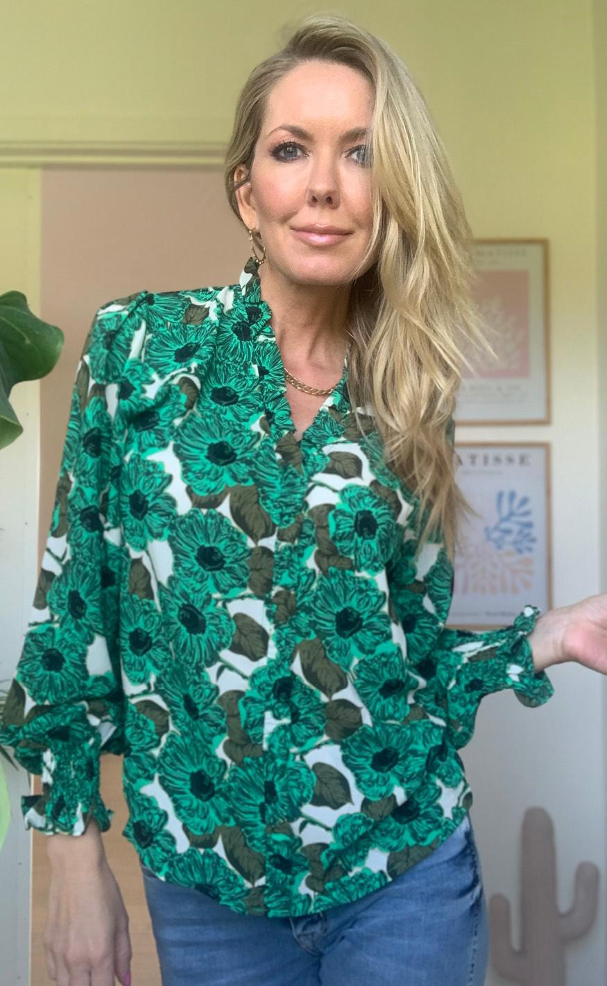 INA Copenhagen Bluse - Mali - Green Flower