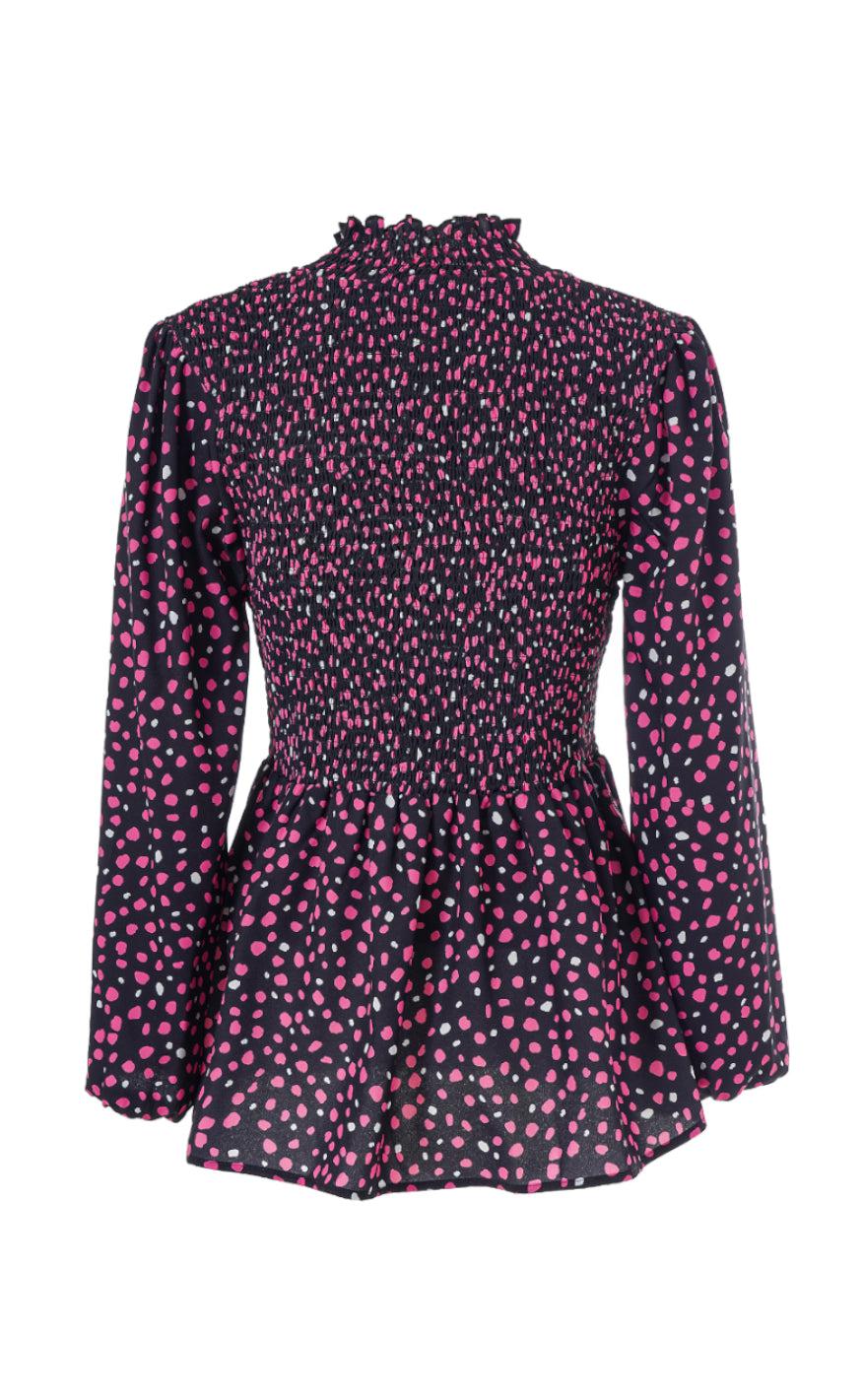 INA Copenhagen Bluse - Sanne - Black W. Pink Dots