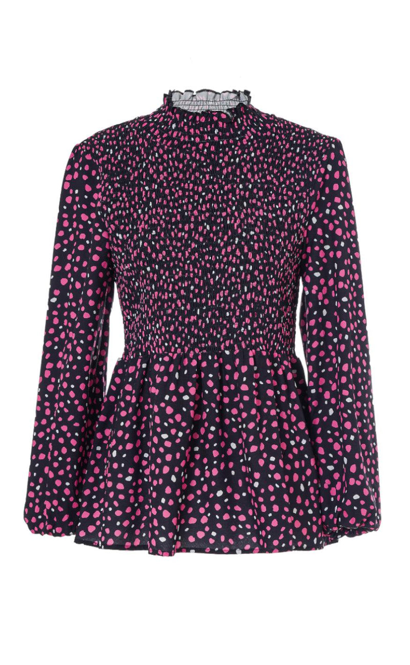 INA Copenhagen Bluse - Sanne - Black W. Pink Dots