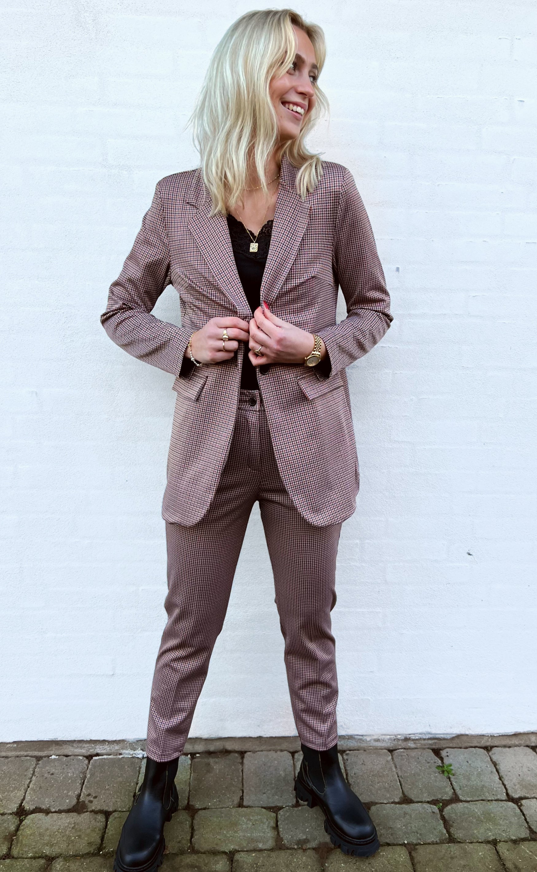 INA Copenhagen Bukser - Checkered - Beige