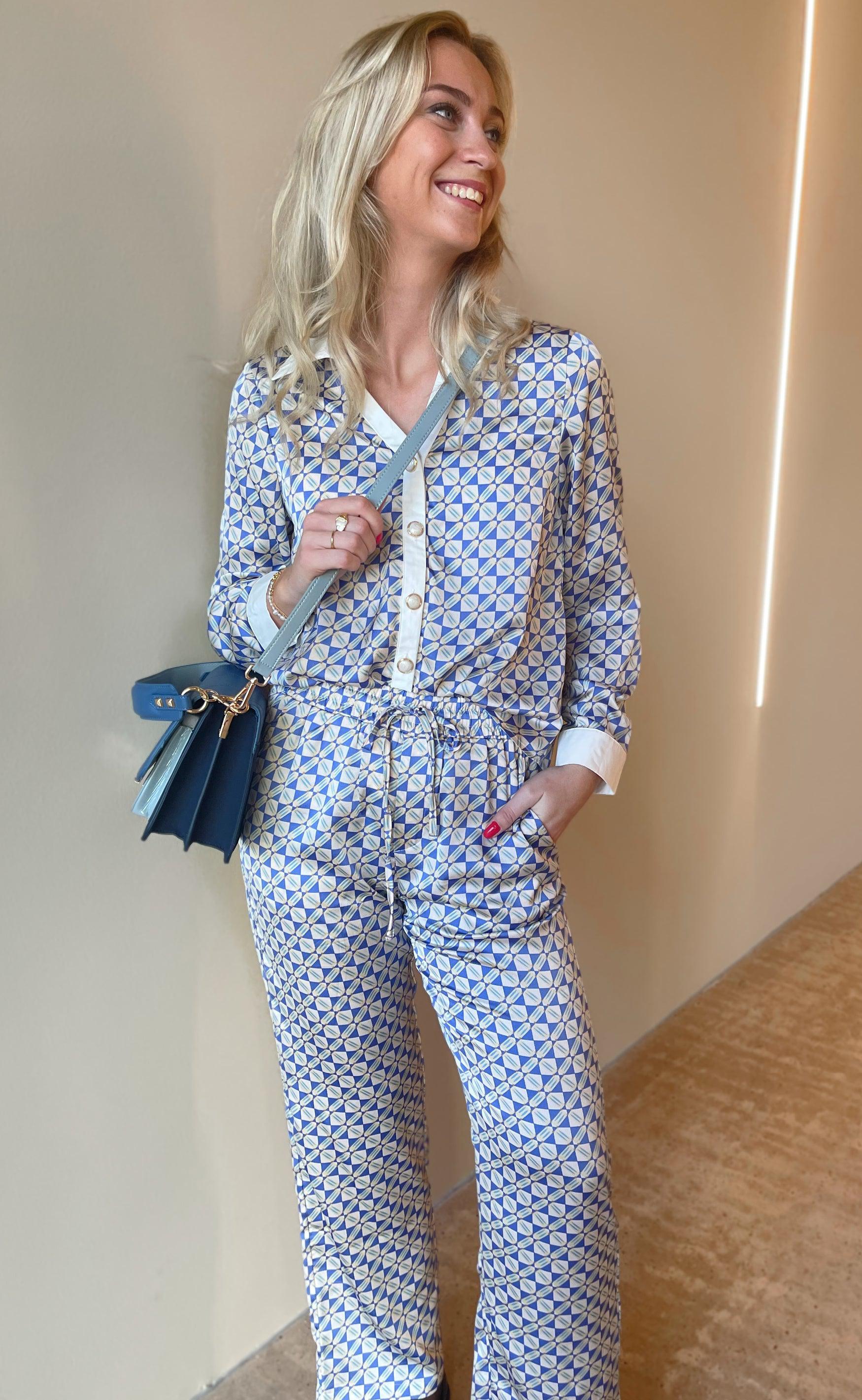 INA Copenhagen Bukser - Ida - Graphic Blue