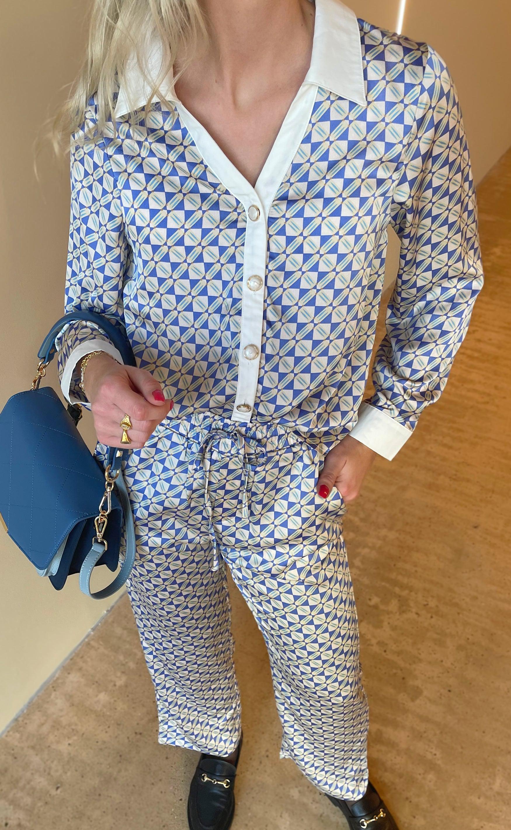 INA Copenhagen Bukser - Ida - Graphic Blue