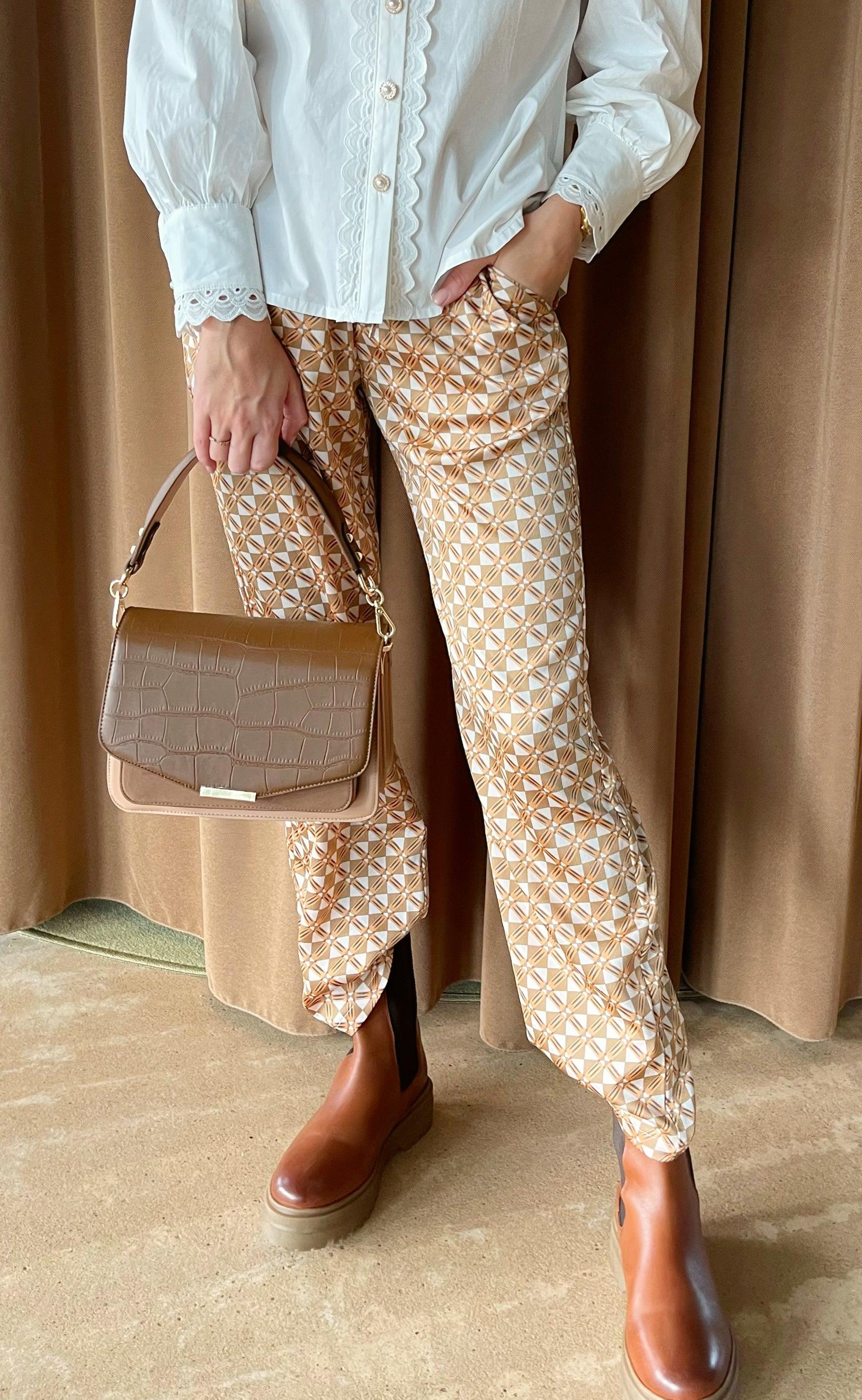 INA Copenhagen Bukser - Ida - Graphic Brown