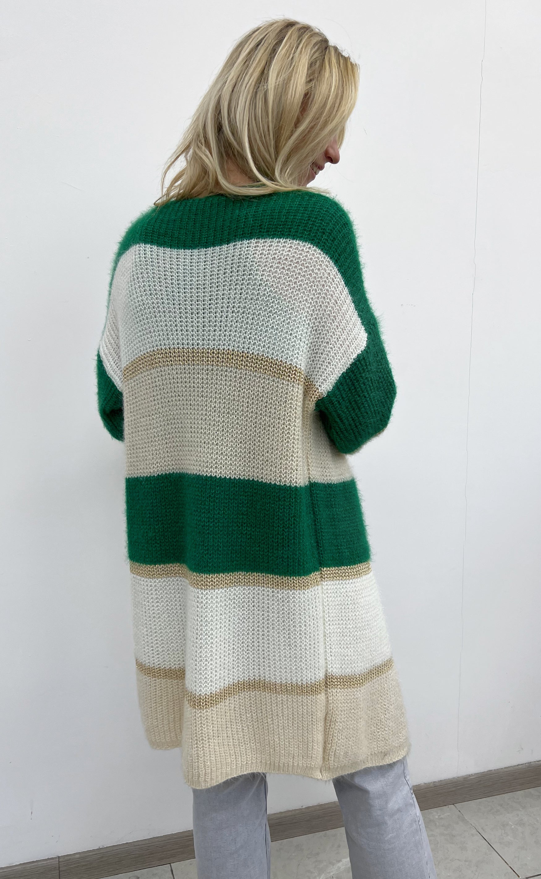INA Copenhagen Cardigan - Merle - Green Stripes