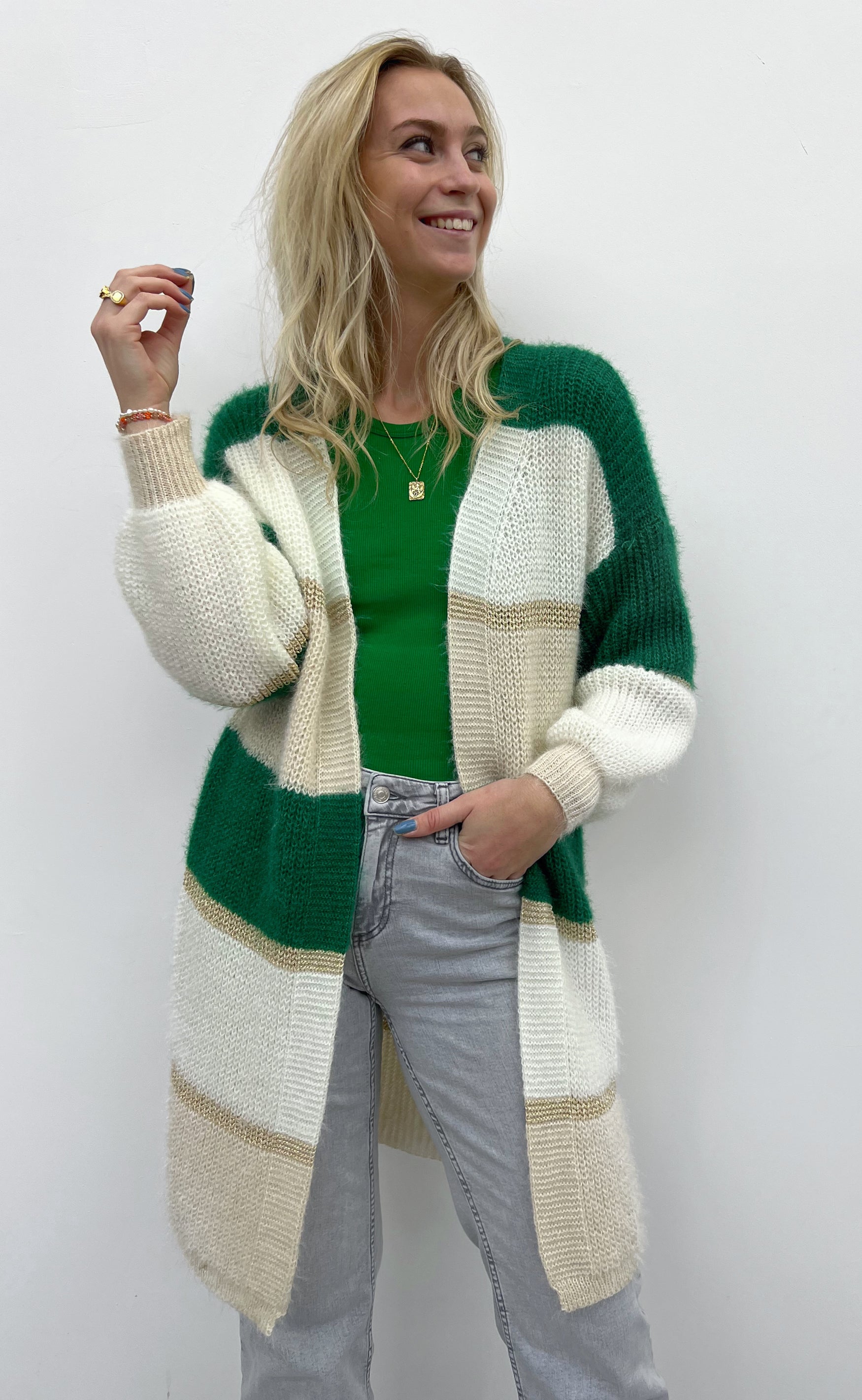 INA Copenhagen Cardigan - Merle - Green Stripes