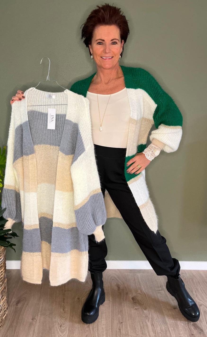INA Copenhagen Cardigan - Merle - Green Stripes