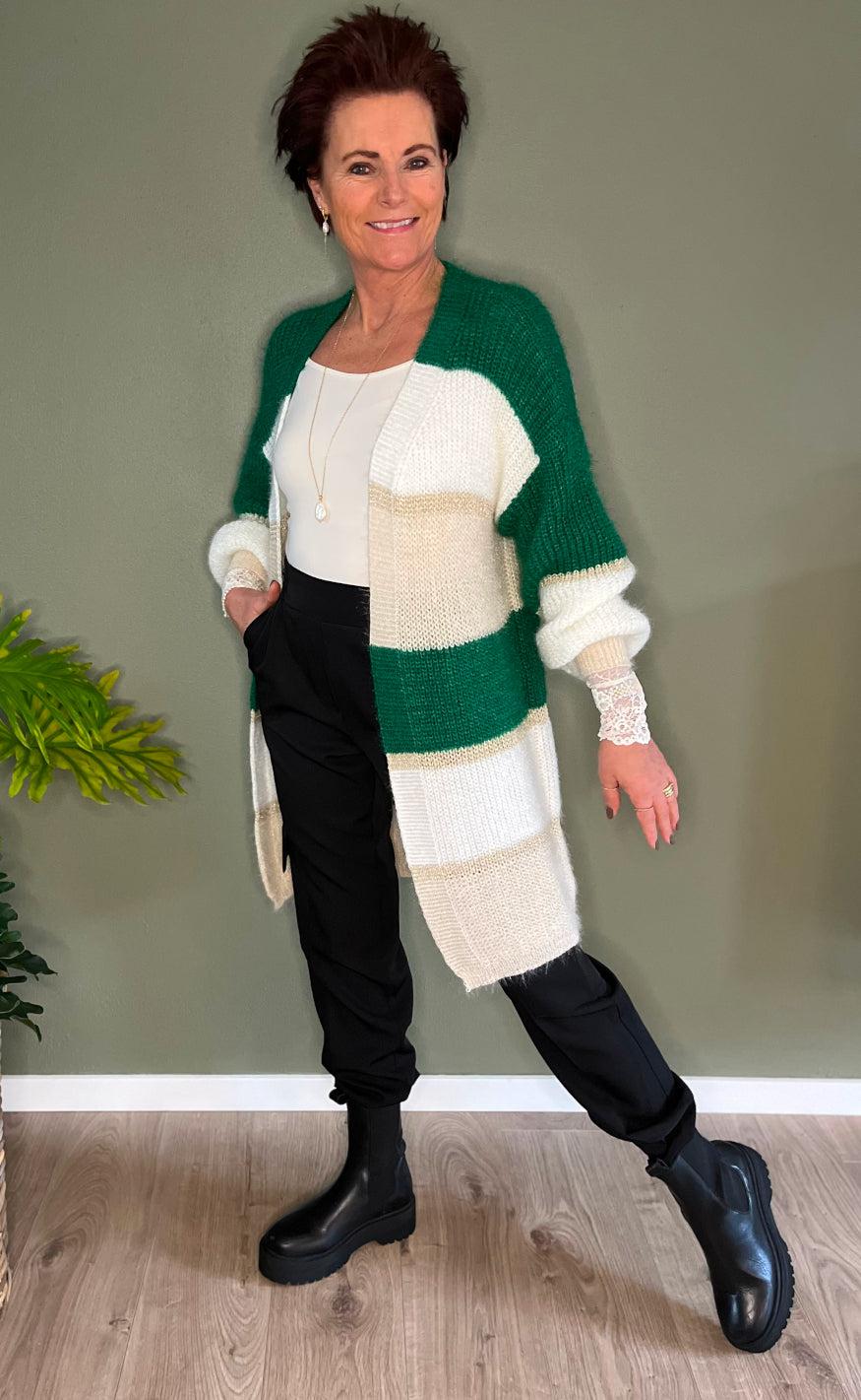 INA Copenhagen Cardigan - Merle - Green Stripes