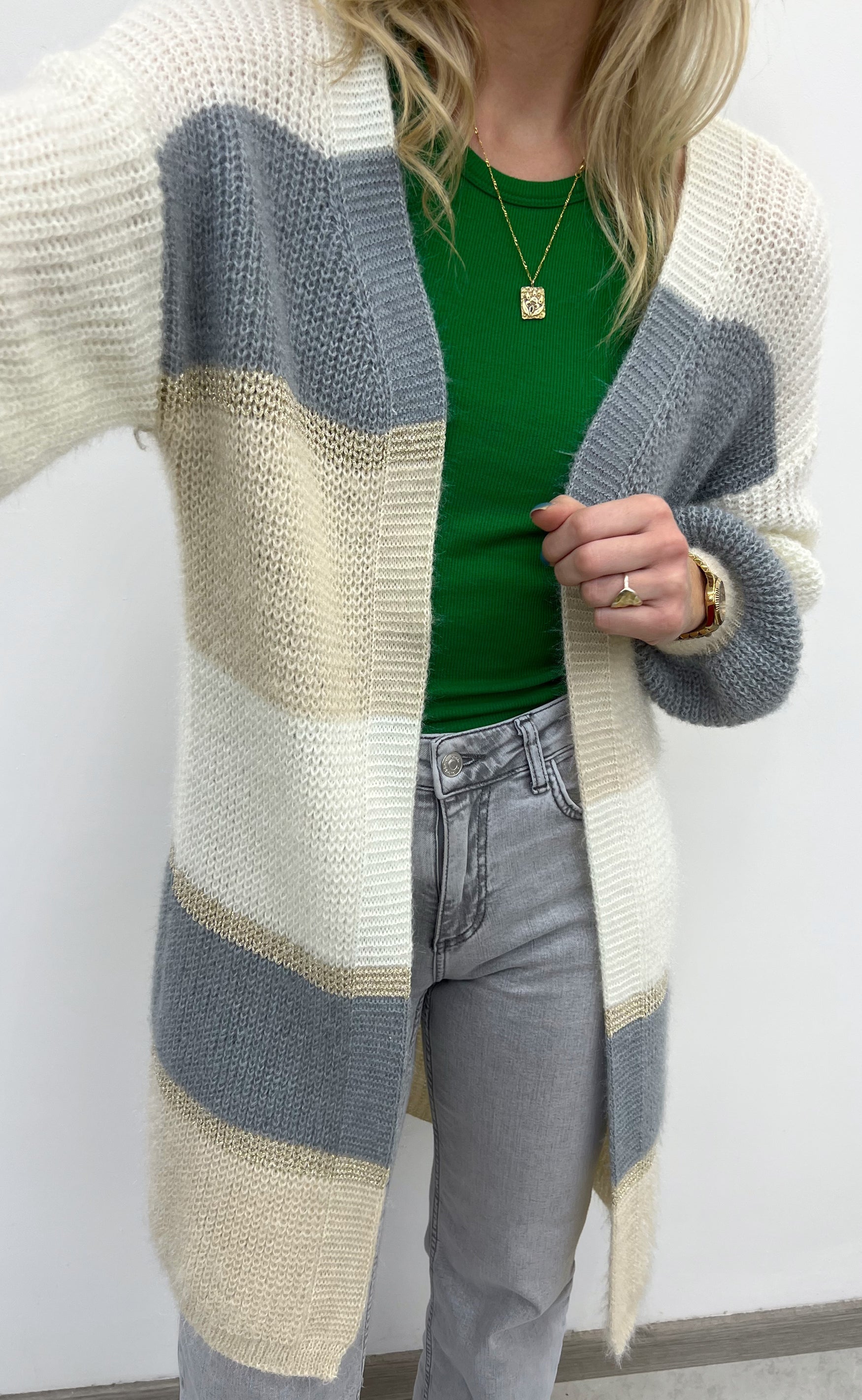 INA Copenhagen Cardigan - Merle - Grey Stripes