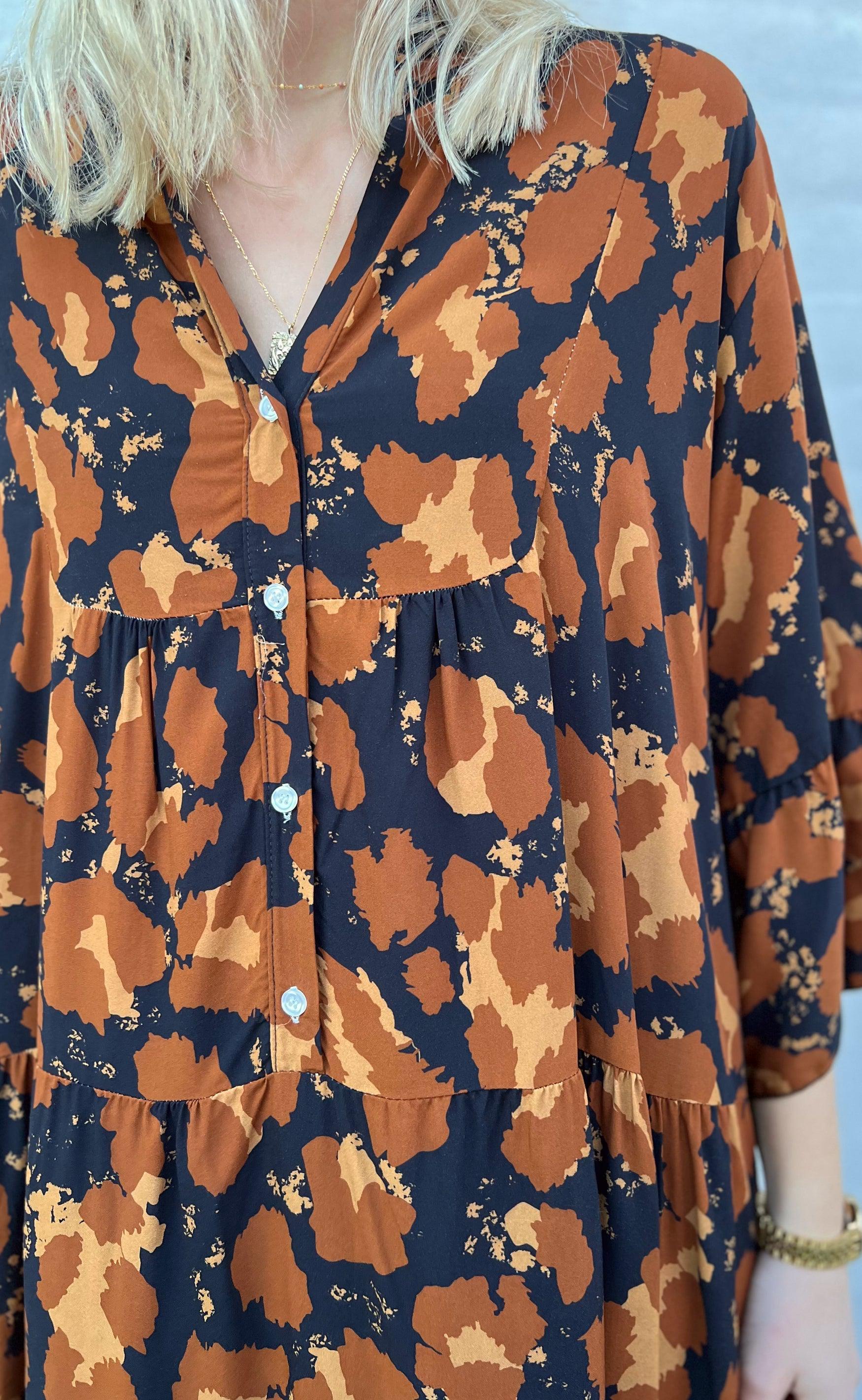 INA Copenhagen Kjole - Alva - Brown Leo