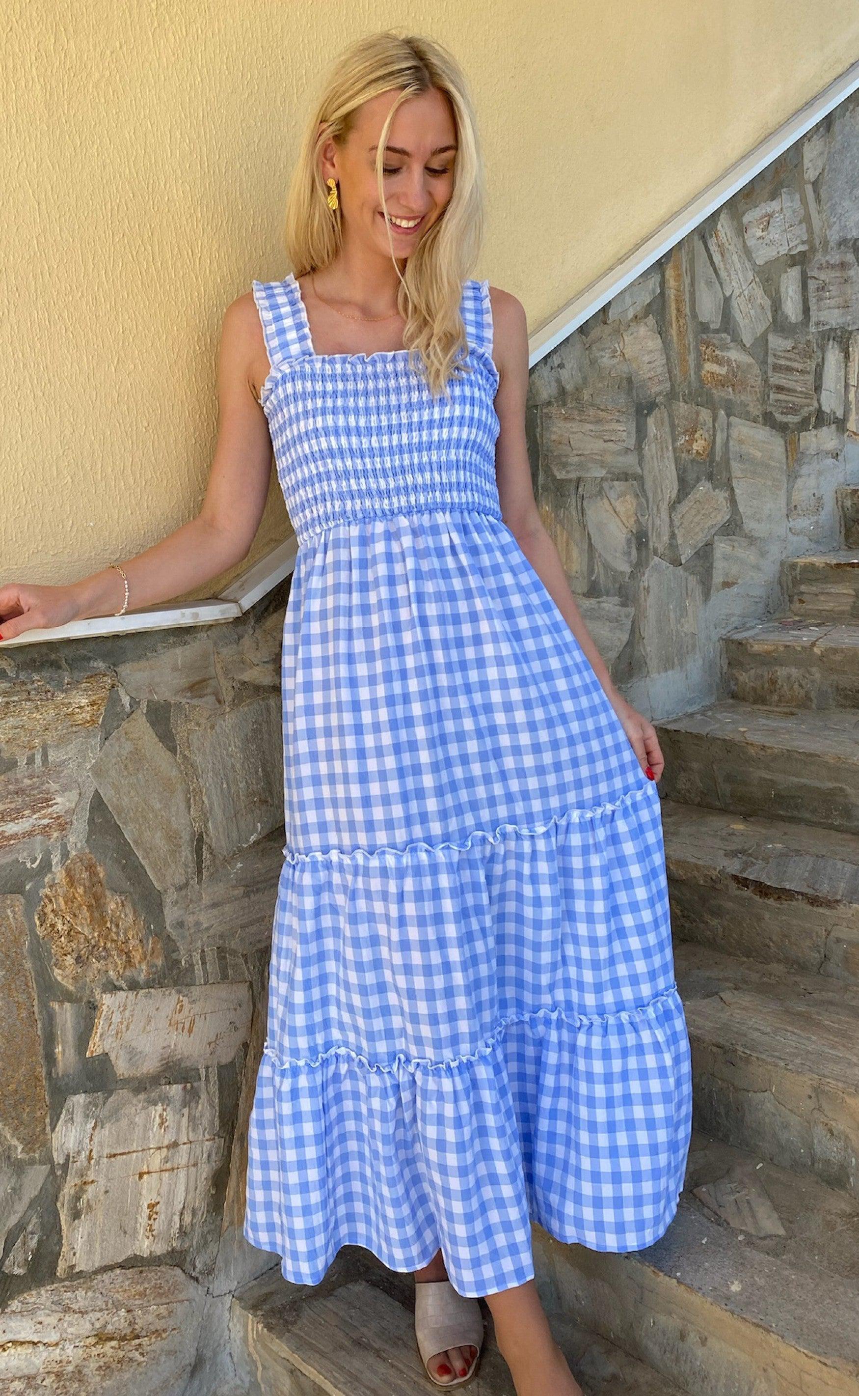 INA Copenhagen Kjole - Amber - Blue Check