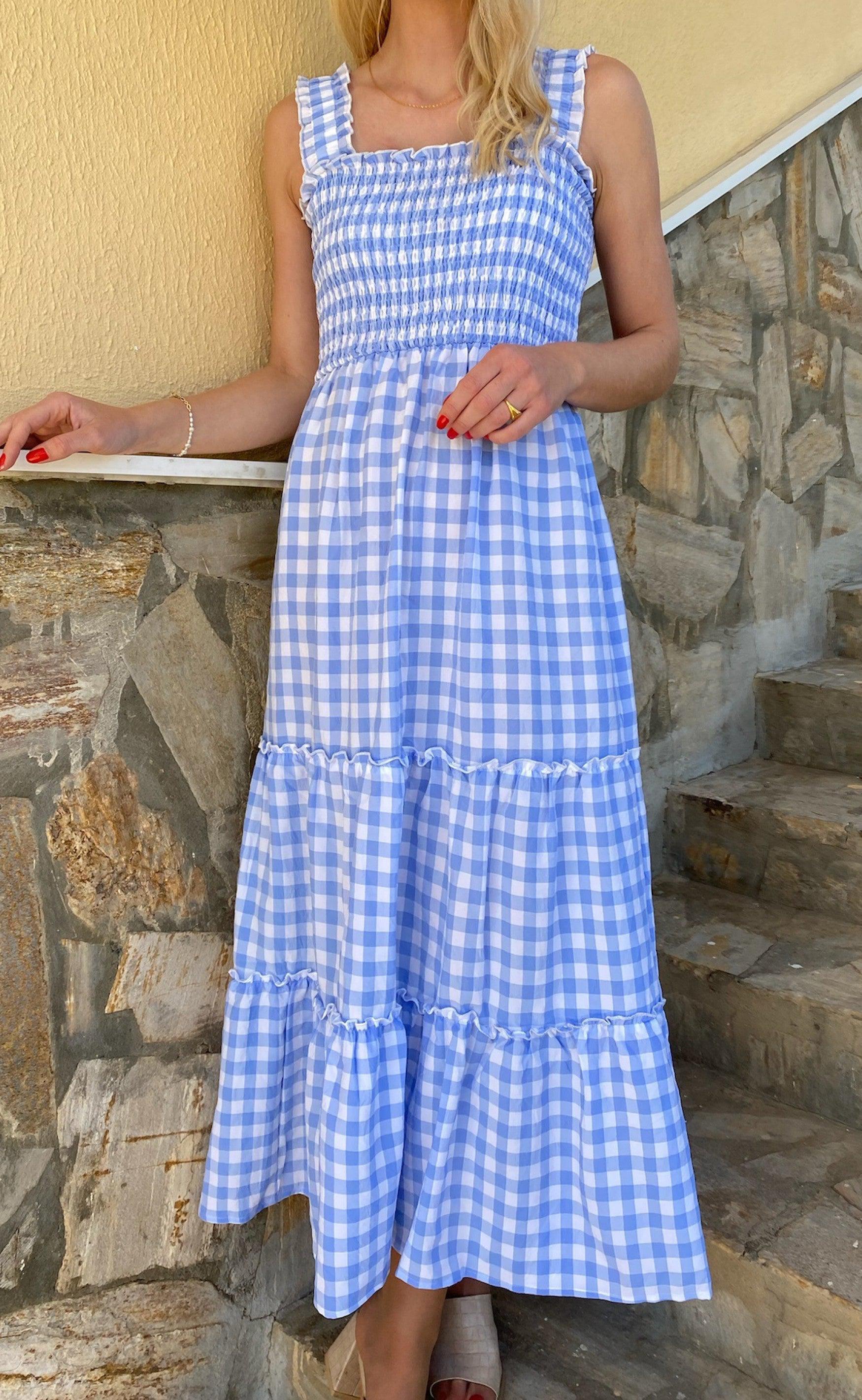 INA Copenhagen Kjole - Amber - Blue Check