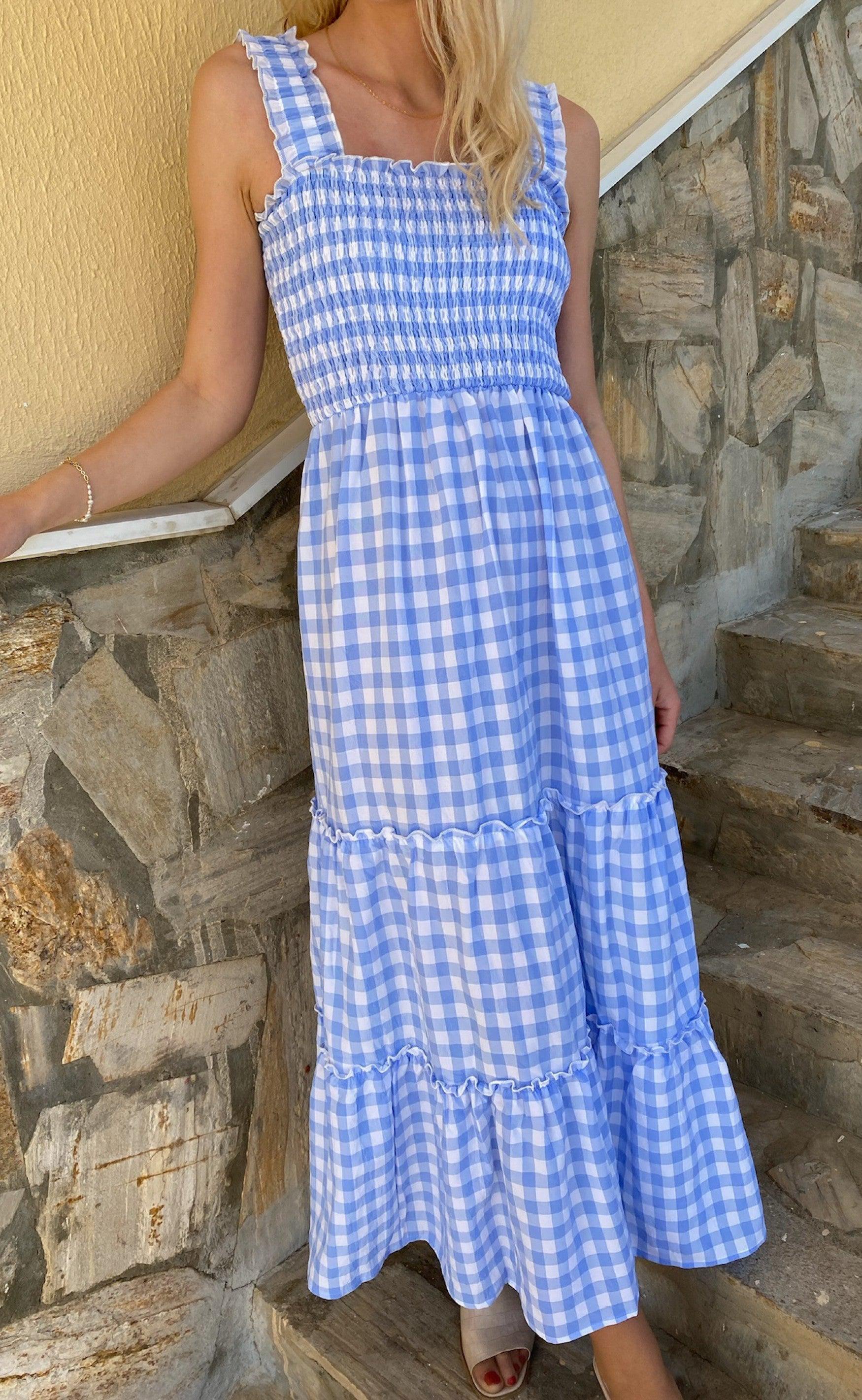 INA Copenhagen Kjole - Amber - Blue Check