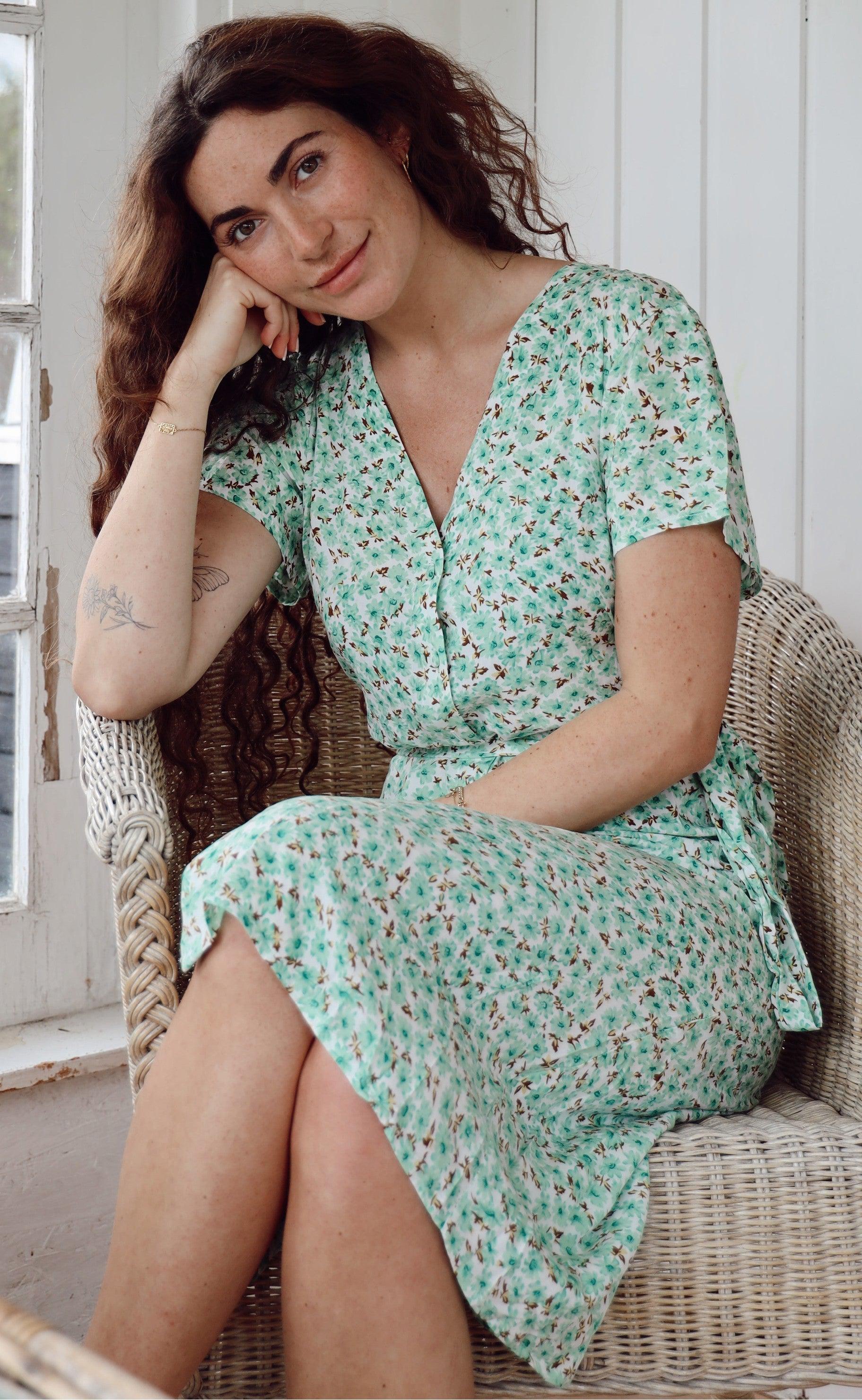 INA Copenhagen Kjole - Astrid - Mint Green Flower