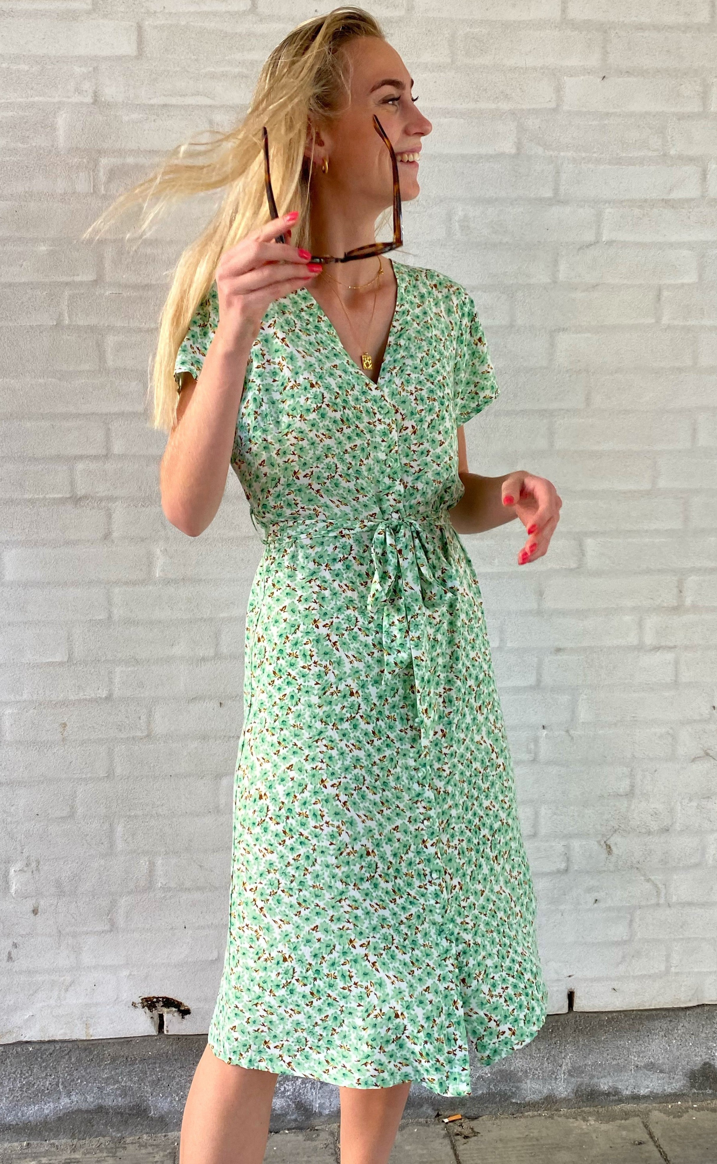 INA Copenhagen Kjole - Astrid - Mint Green Flower