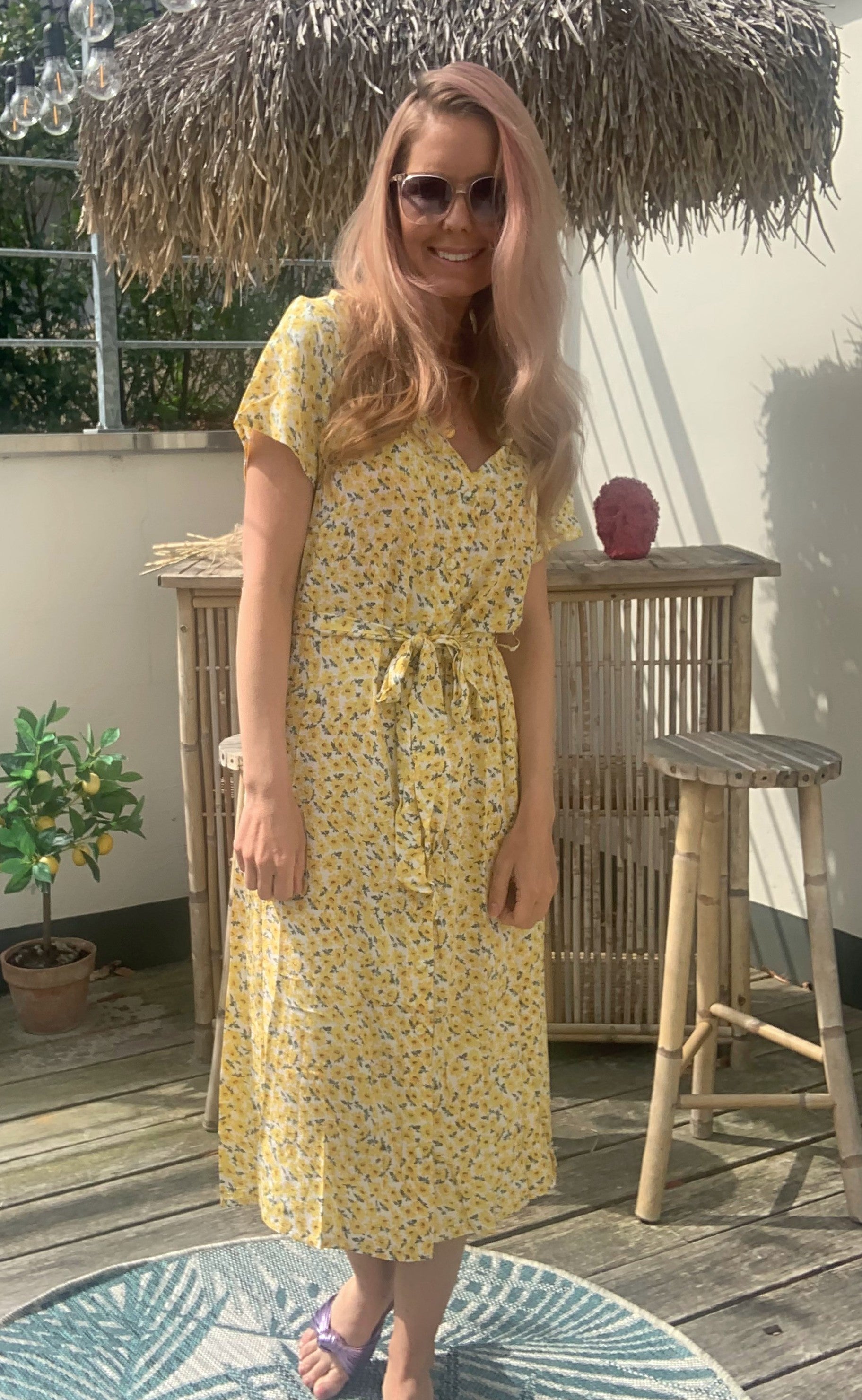 INA Copenhagen Kjole - Astrid - Yellow Flower