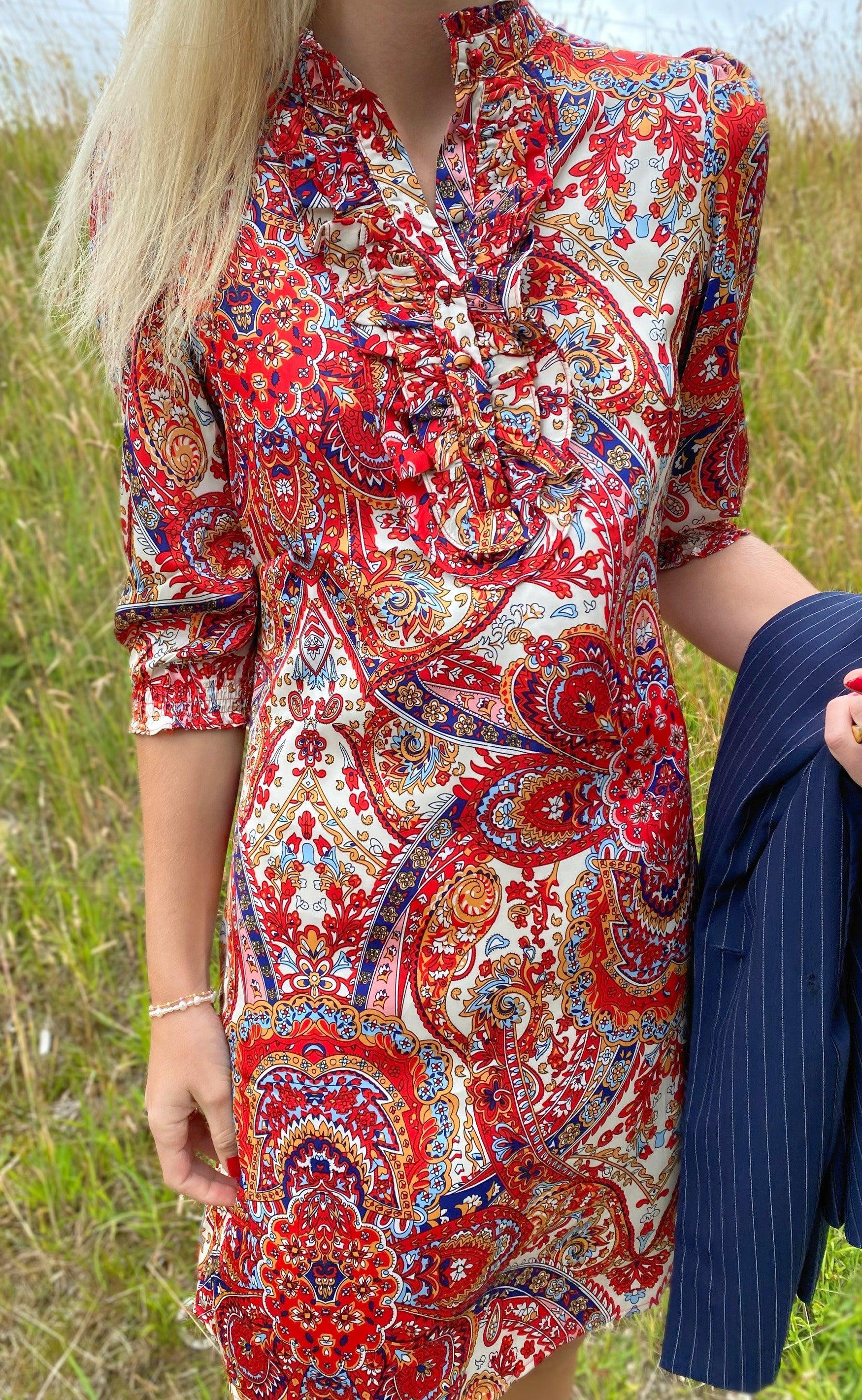 INA Copenhagen Kjole - Camilla - Red Paisley