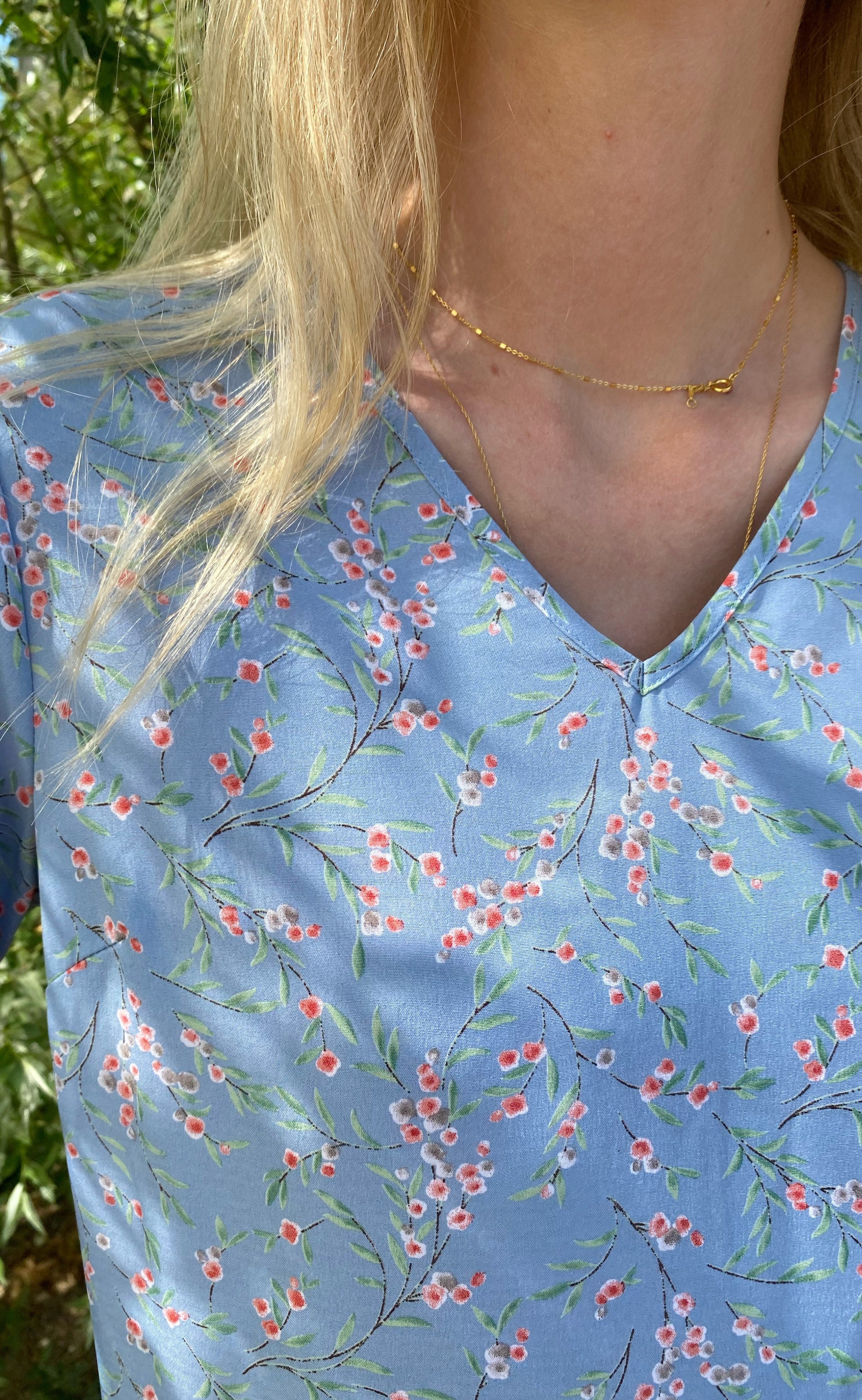 INA Copenhagen Kjole - Camille - Blue / Rose Flower