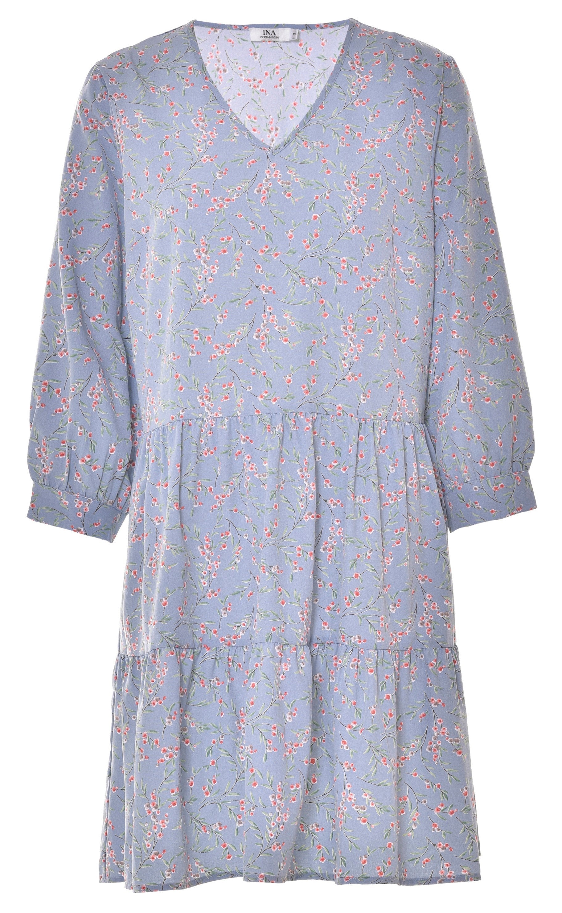 INA Copenhagen Kjole - Camille - Blue / Rose Flower