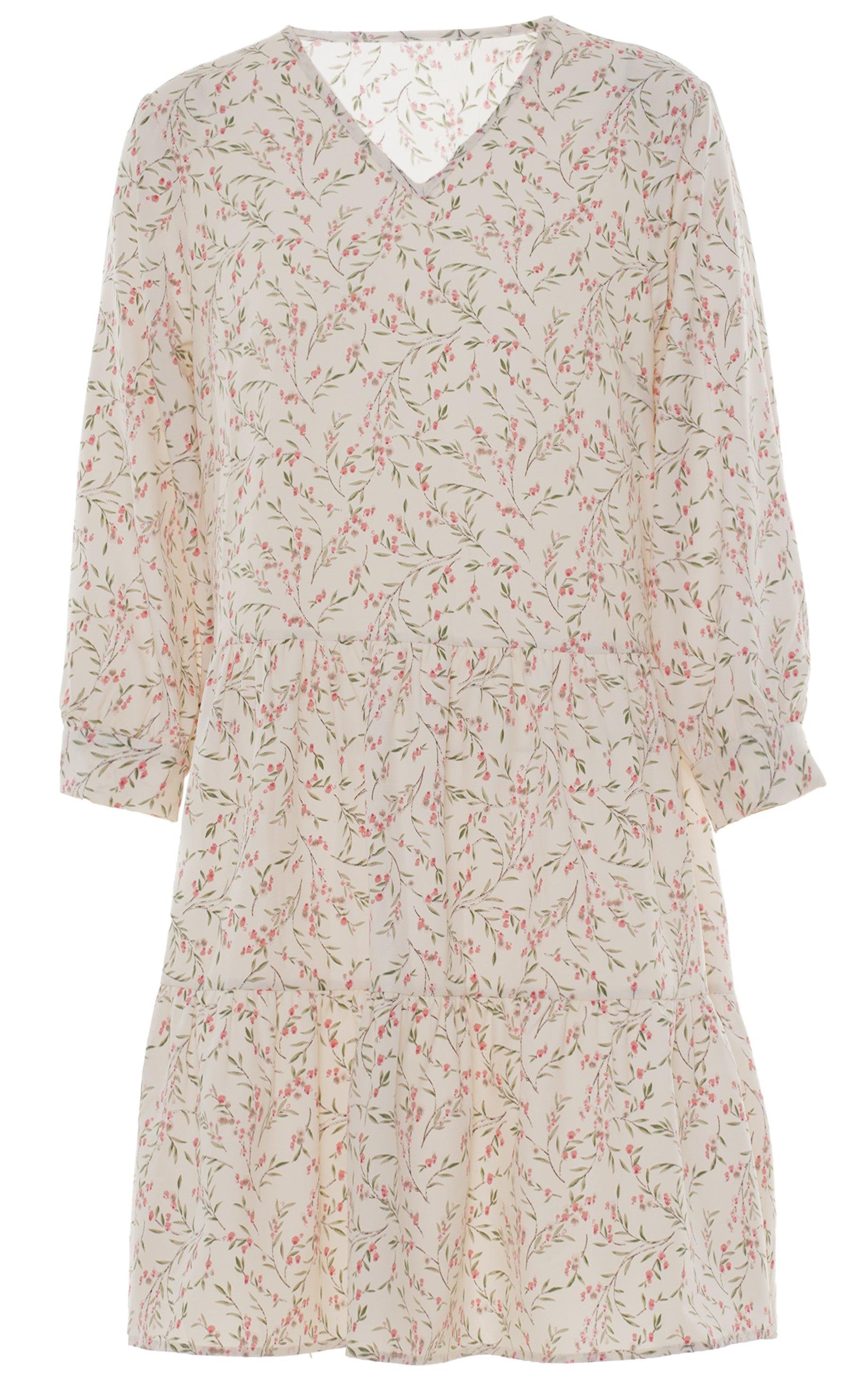 INA Copenhagen Kjole - Camille - White / Rose Flower