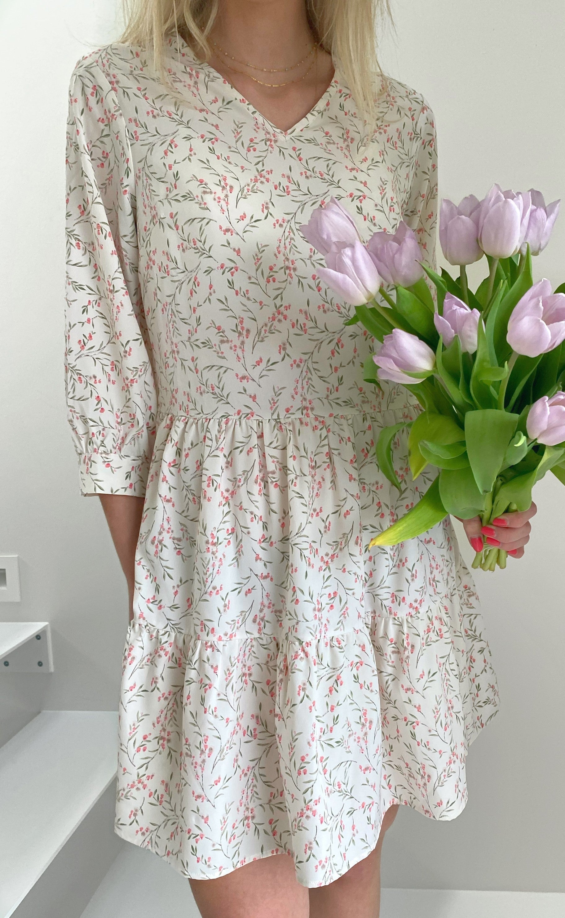 INA Copenhagen Kjole - Camille - White / Rose Flower