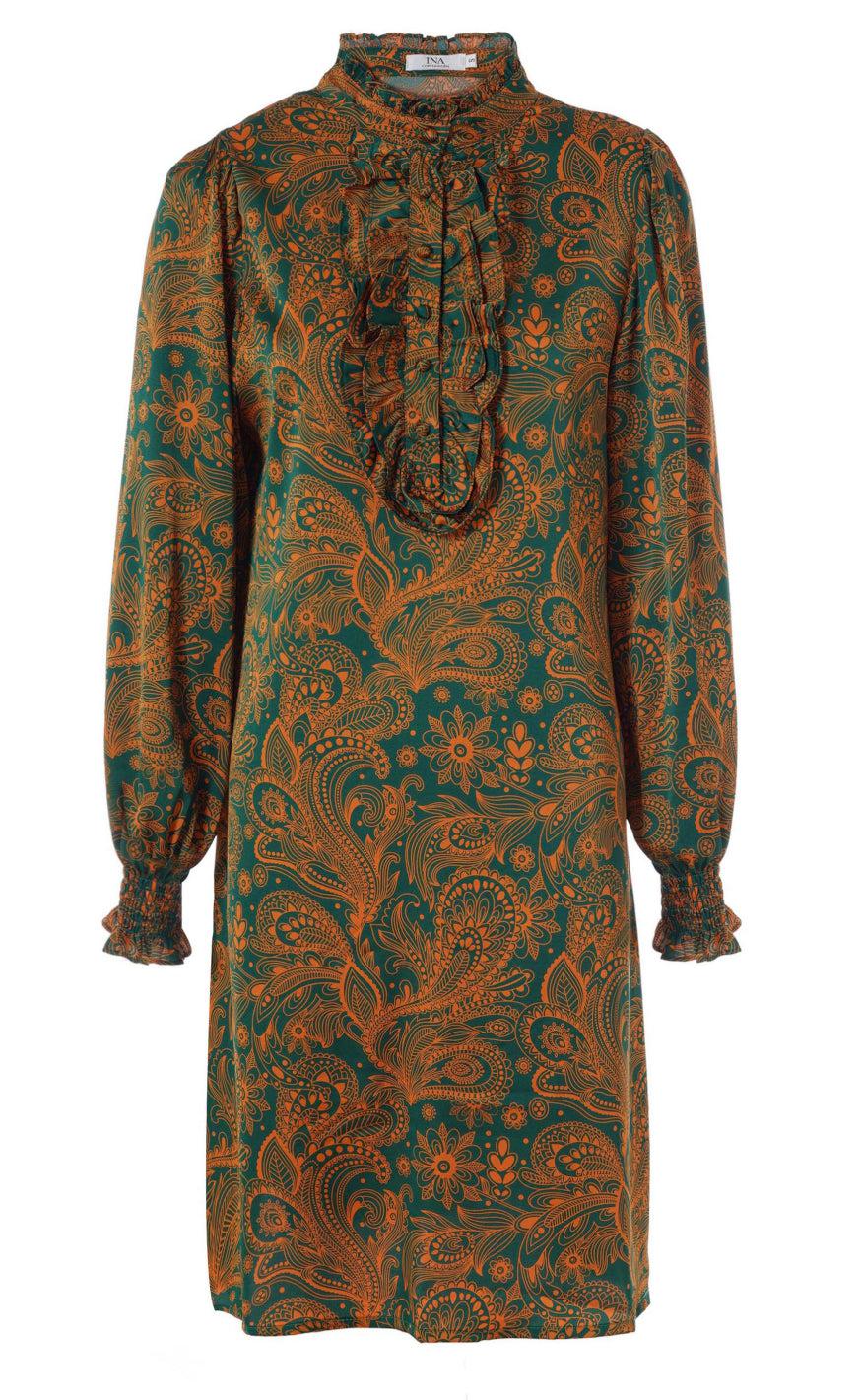 INA Copenhagen Kjole - Cilla - Green/Orange