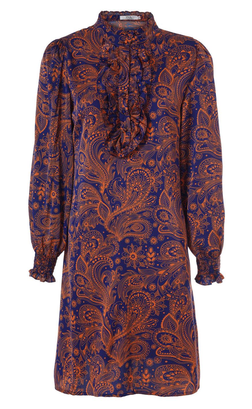 INA Copenhagen Kjole - Cilla - Navy/Orange
