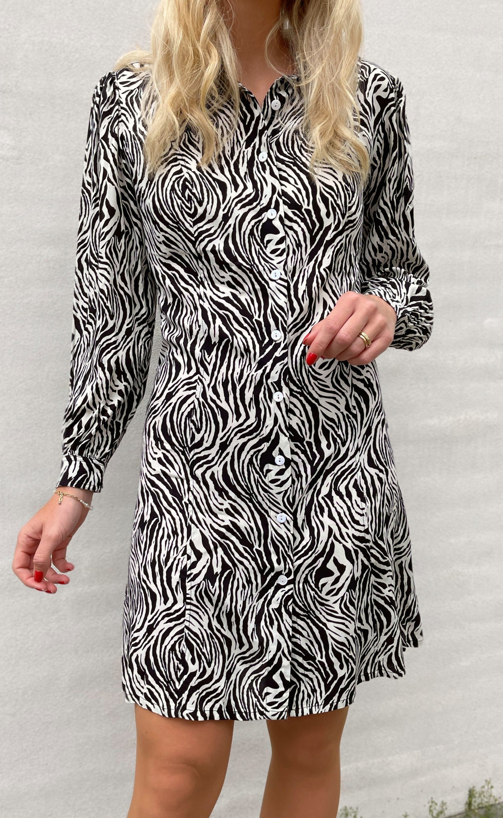 INA Copenhagen Kjole - Emma - White / Black Zebra