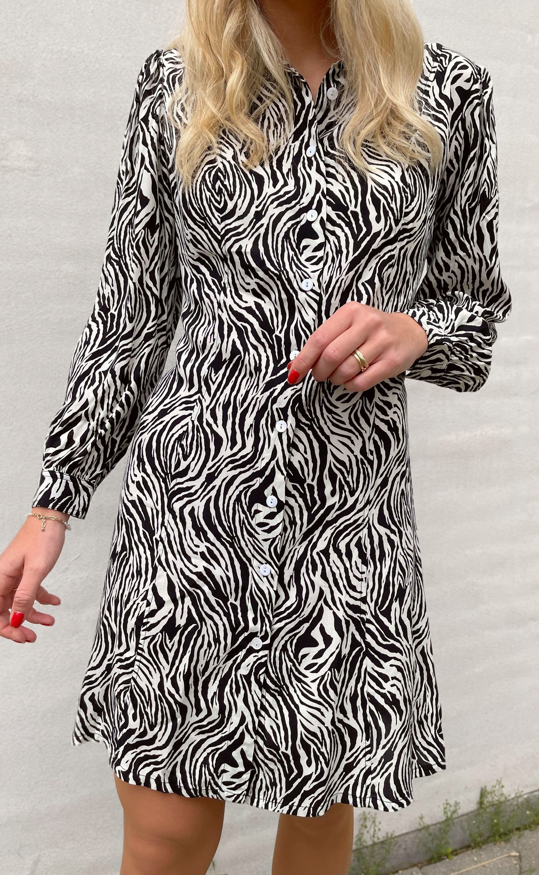 INA Copenhagen Kjole - Emma - White / Black Zebra