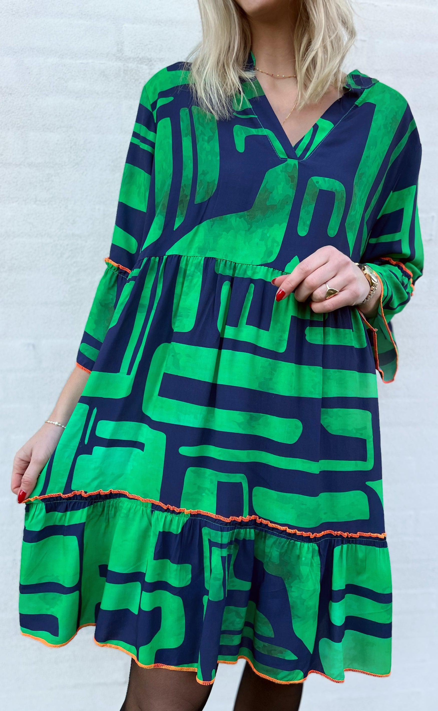 INA Copenhagen Kjole - Fenja - Green / Navy