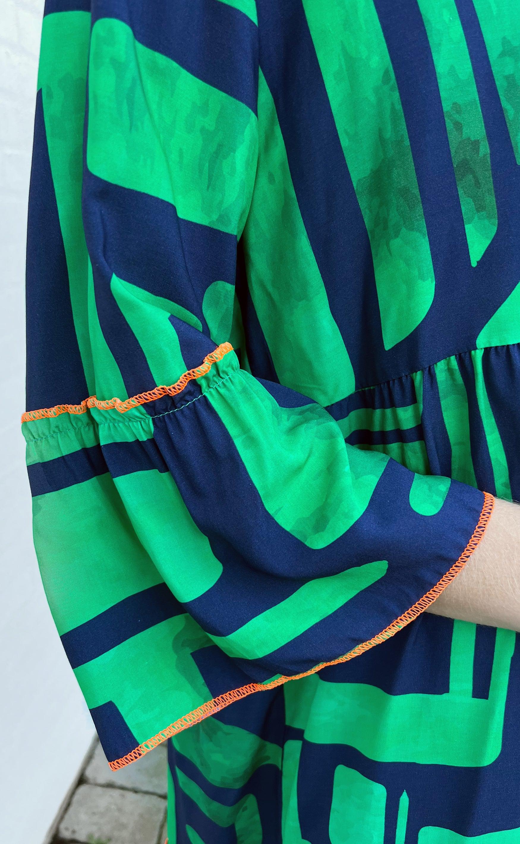INA Copenhagen Kjole - Fenja - Green / Navy