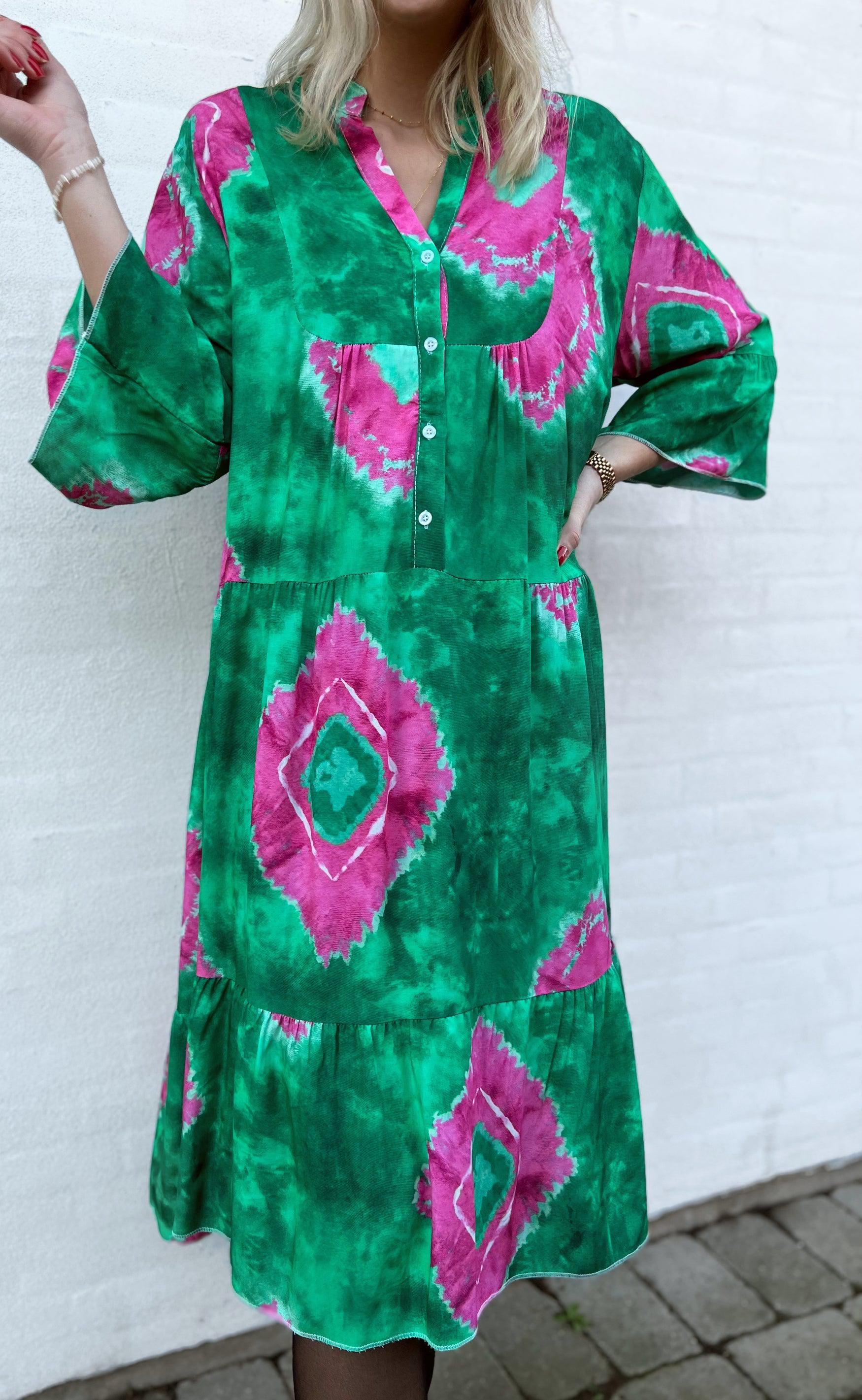 INA Copenhagen Kjole - Gry - Green/Pink