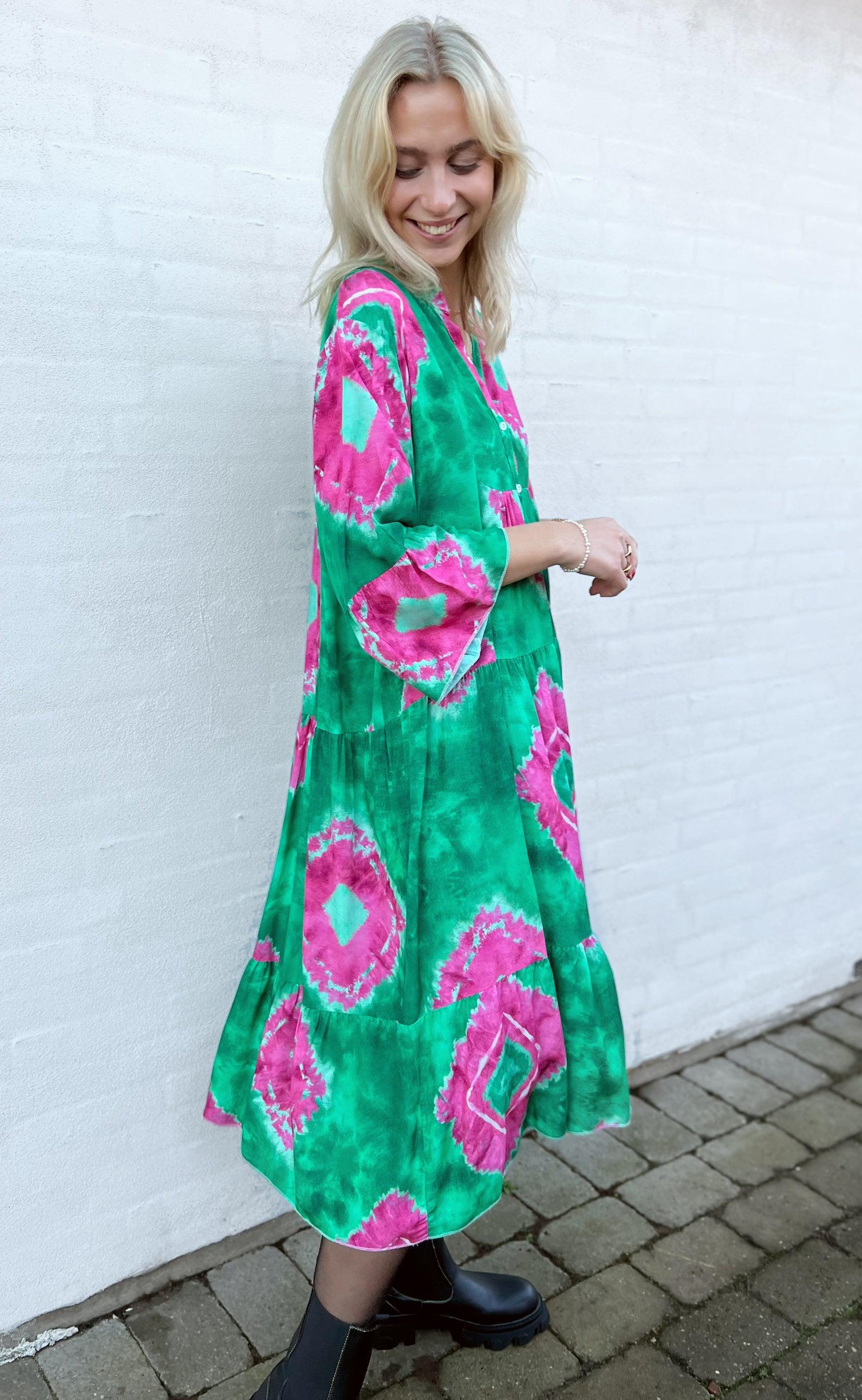 INA Copenhagen Kjole - Gry - Green/Pink