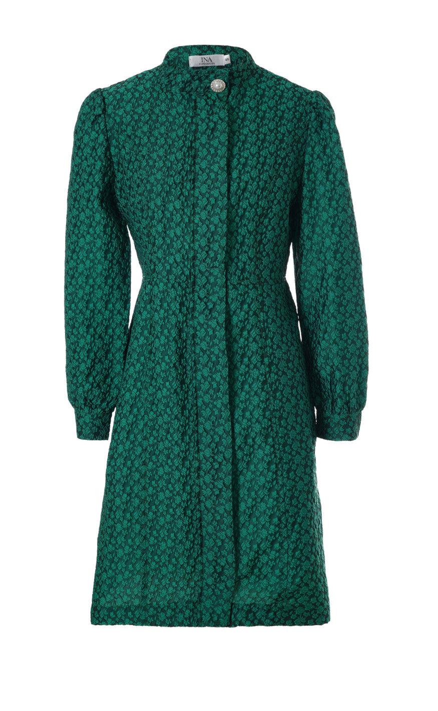 INA Copenhagen Kjole - Ines - Green Flower