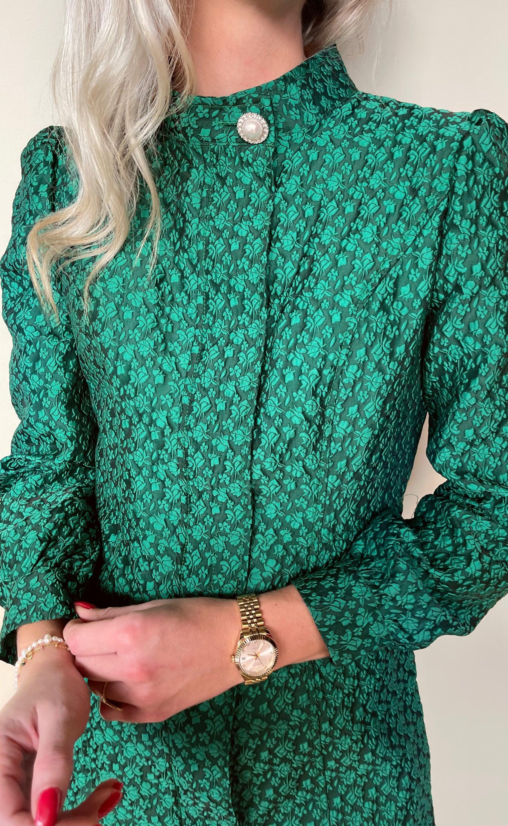 INA Copenhagen Kjole - Ines - Green Flower