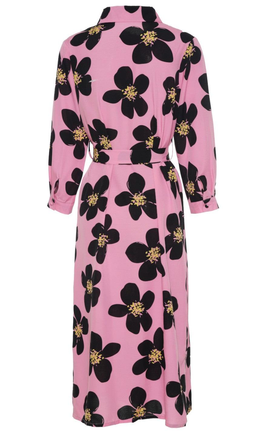 INA Copenhagen Kjole - Isabella - Pink/Black Flower