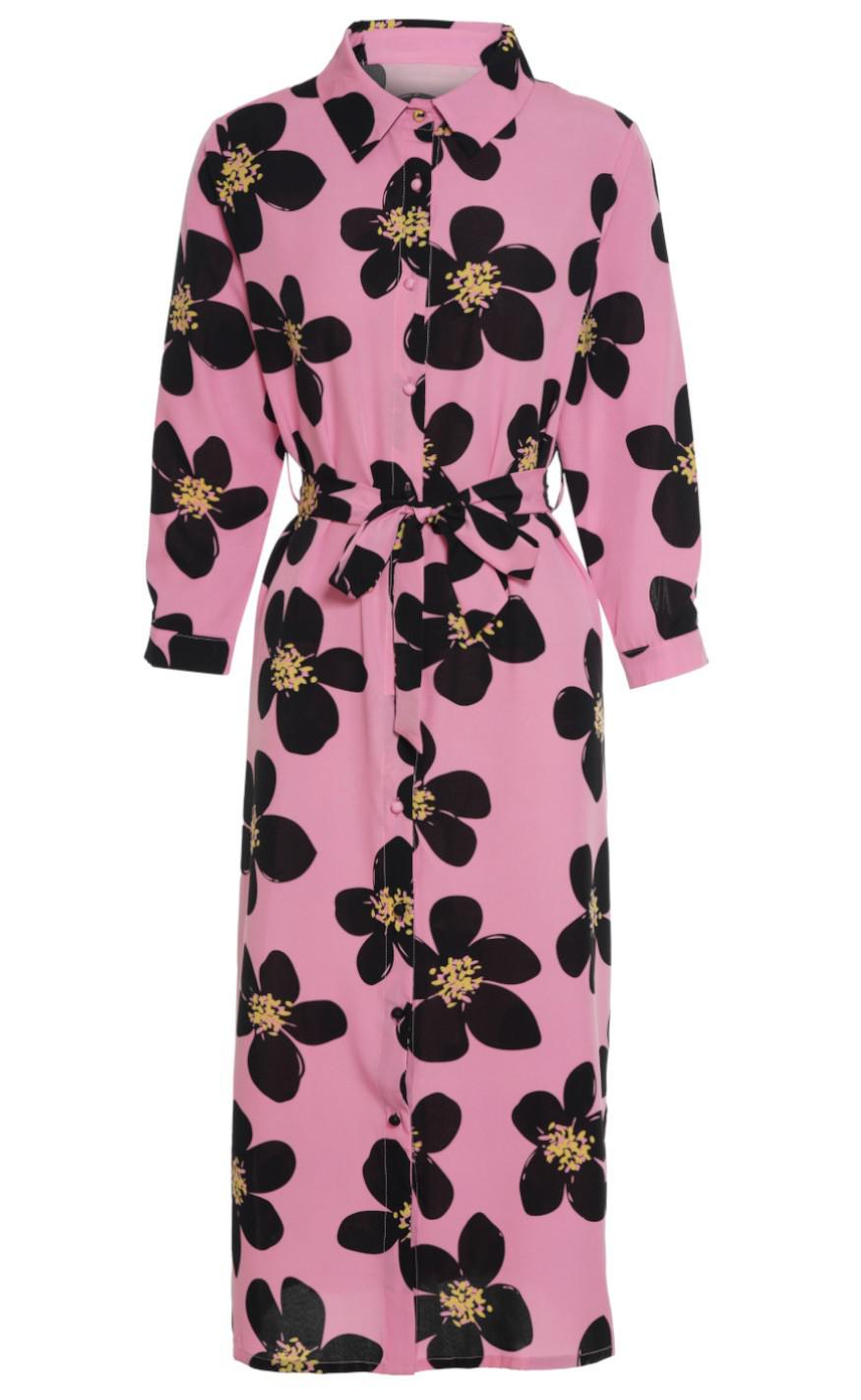 INA Copenhagen Kjole - Isabella - Pink/Black Flower