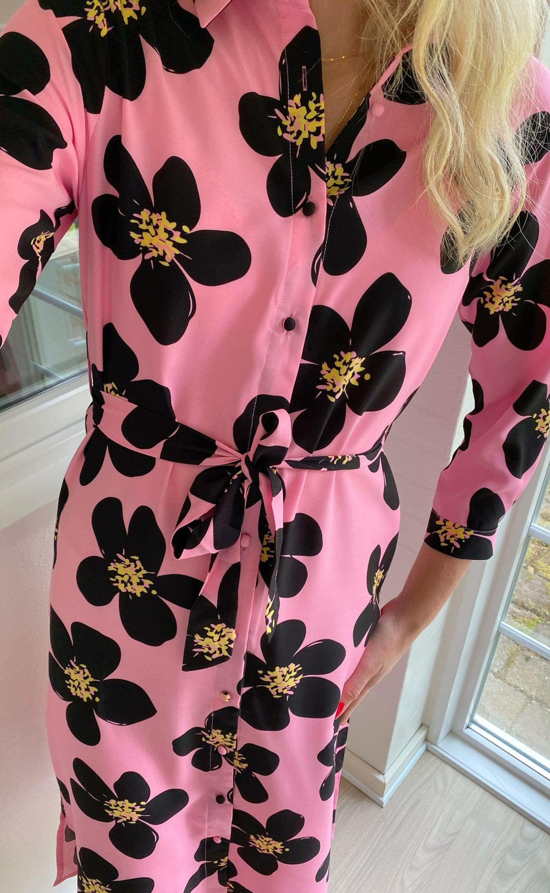 INA Copenhagen Kjole - Isabella - Pink/Black Flower