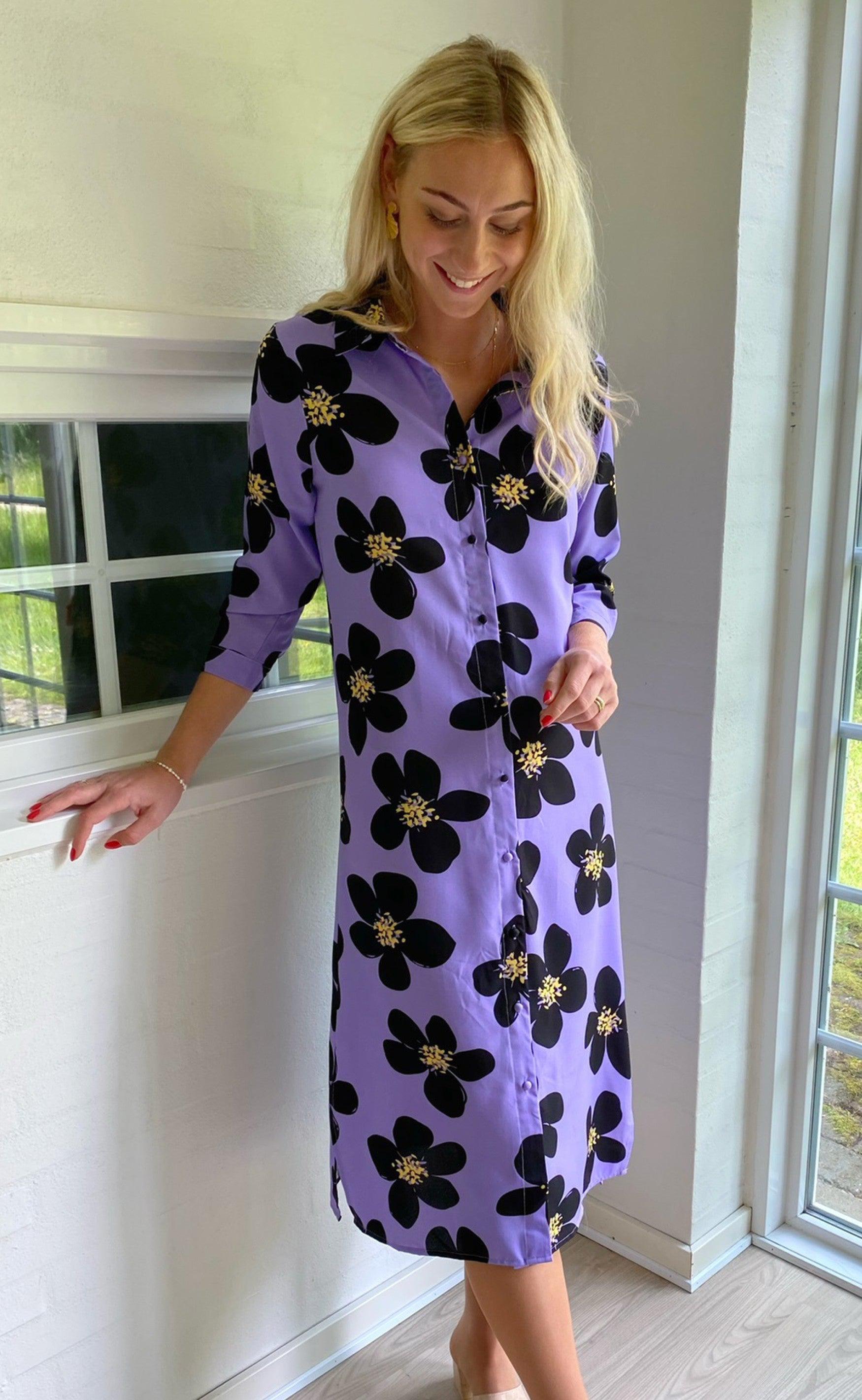 INA Copenhagen Kjole - Isabella - Purple/Black Flower