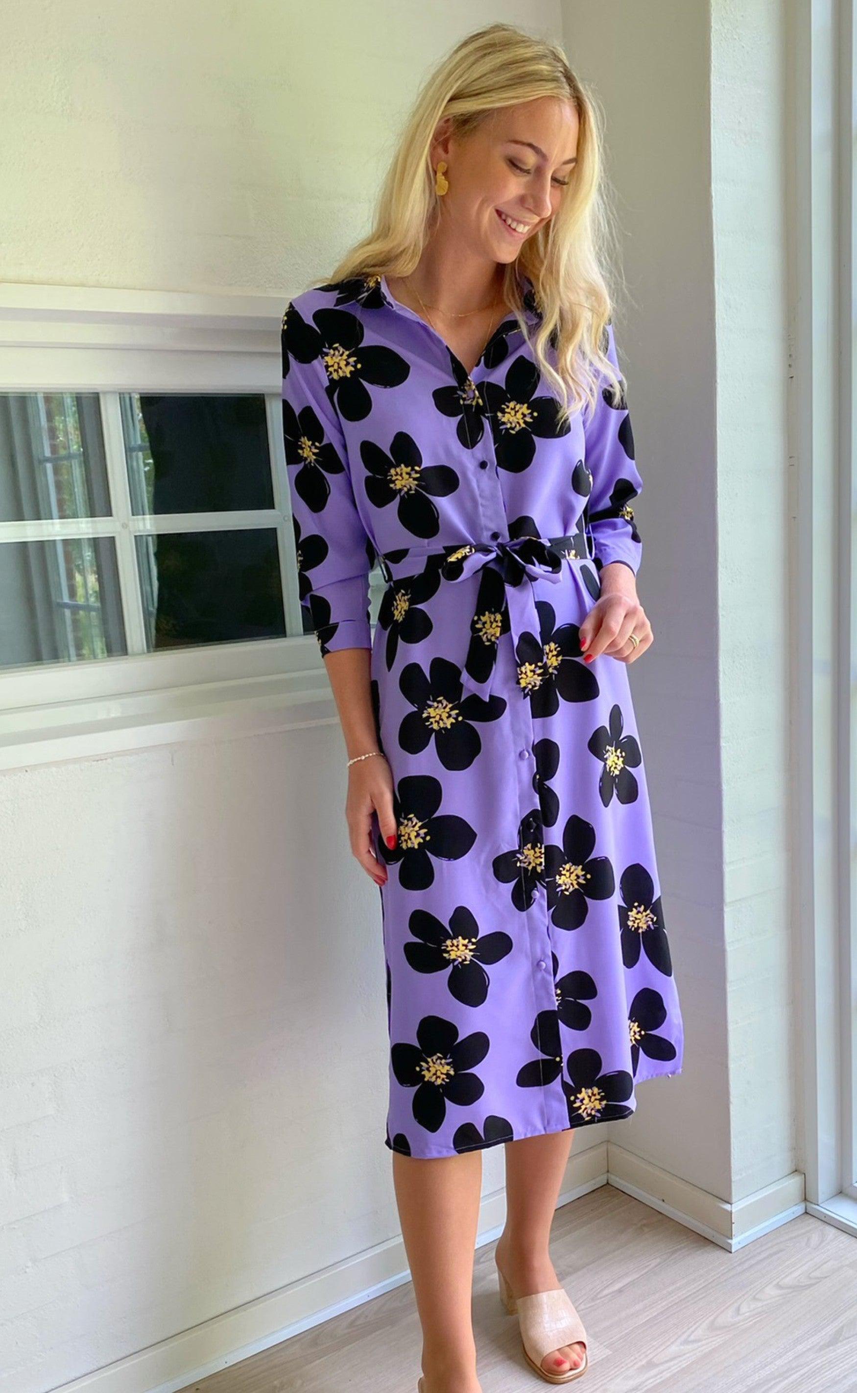 INA Copenhagen Kjole - Isabella - Purple/Black Flower