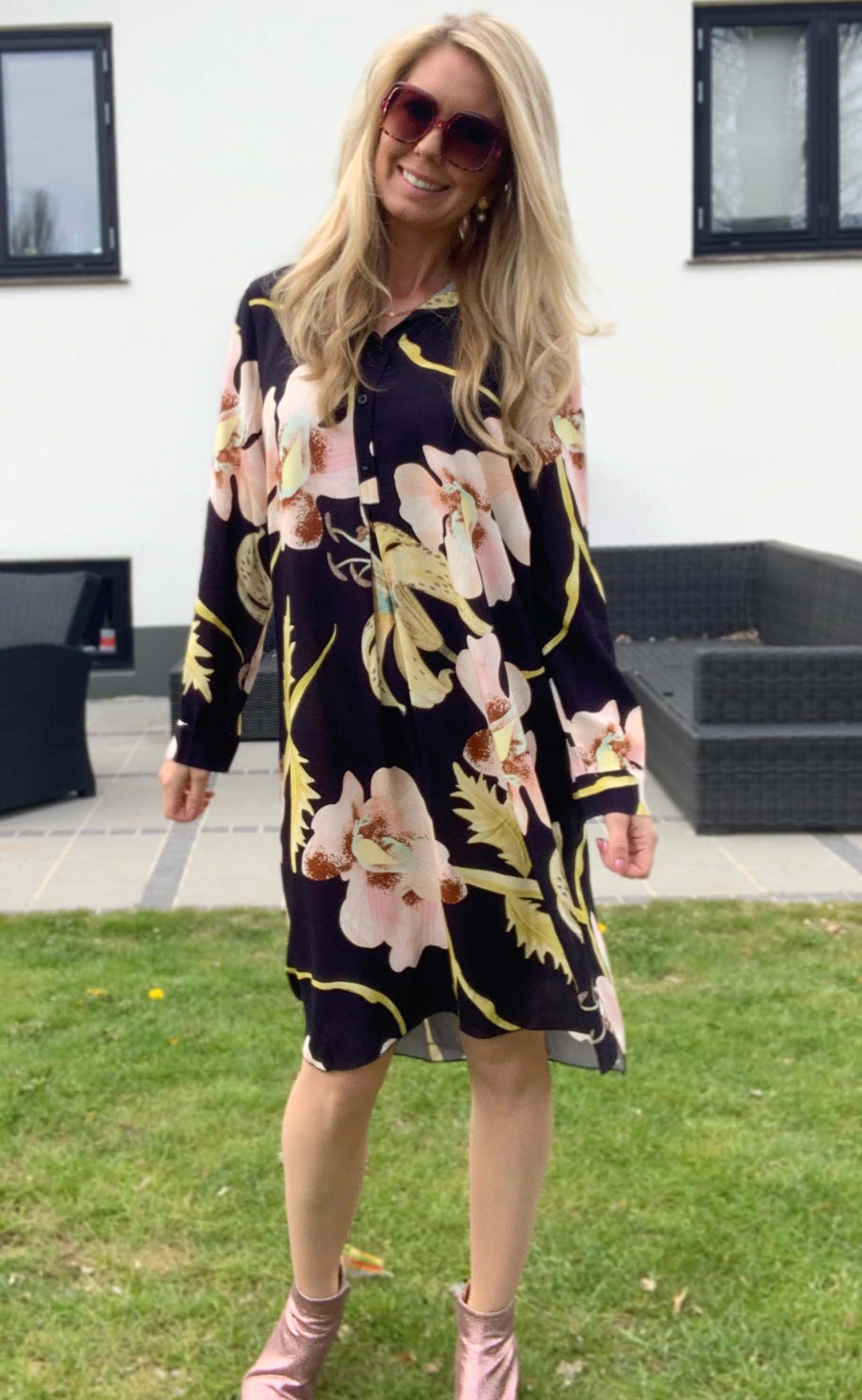 INA Copenhagen Kjole - Lilli - Black Flower