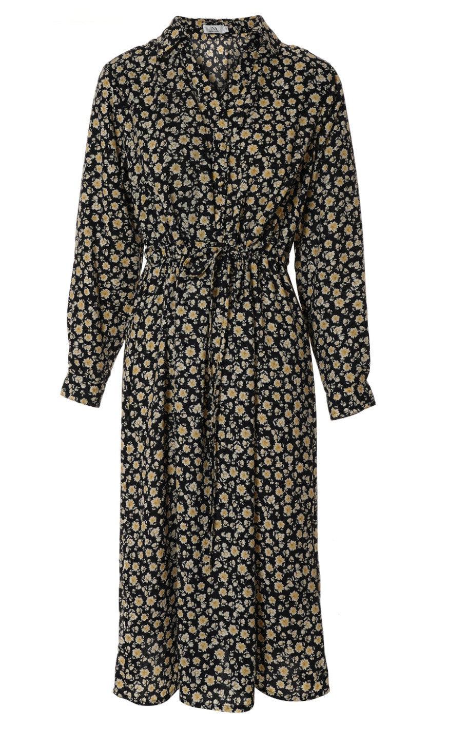 INA Copenhagen Kjole - Louisa - Black/Yellow Flower