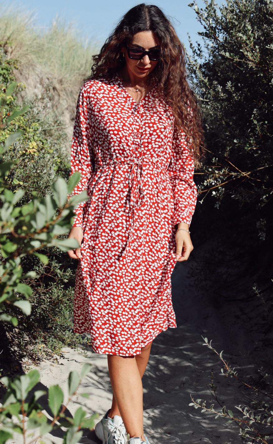 INA Copenhagen Kjole - Louisa - Red/White